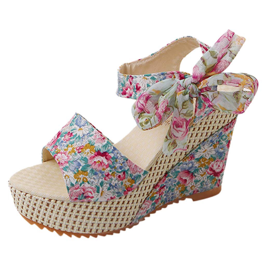 SEAOPEN Women's Comfortable Wedge Sandals with Ankle Strap - Platform Espadrilles Open Toe Summer Sandals for Casual Wear, Beach, Vacation & Outdoor Activities