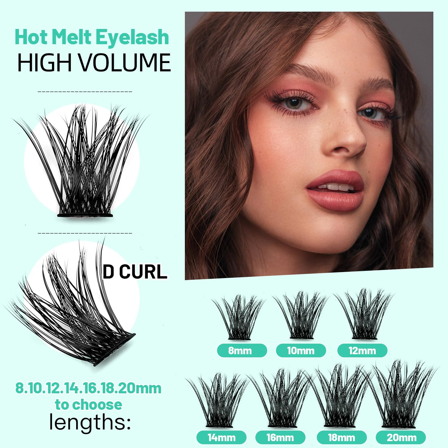 3D Effect Glue Bonded Cluster Eyelashes - 120 Clusters/Box, 14MM Wide Individual Eyelash Extensions for Natural Volume | Perfect for Home Lash Application, Bridal Makeup & Special Occasions