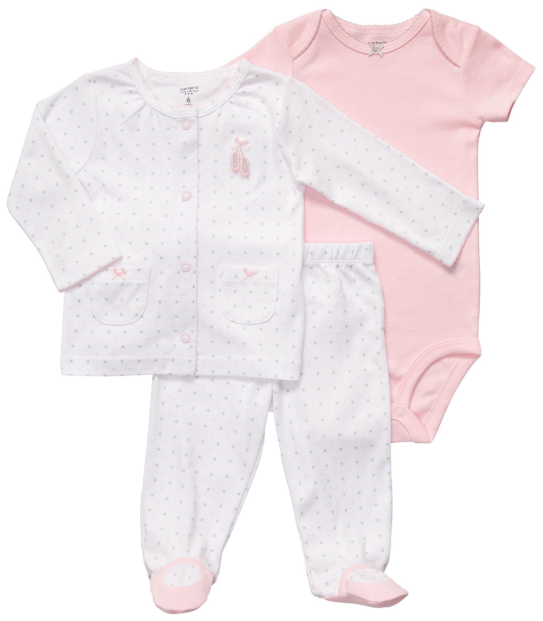 Carter's 3-Piece Baby Essentials Set with Soft Ballet Shoes - Perfect for Newborns, Infants & Toddlers | Ideal for Daily Wear, Photo Shoots & Special Occasions
