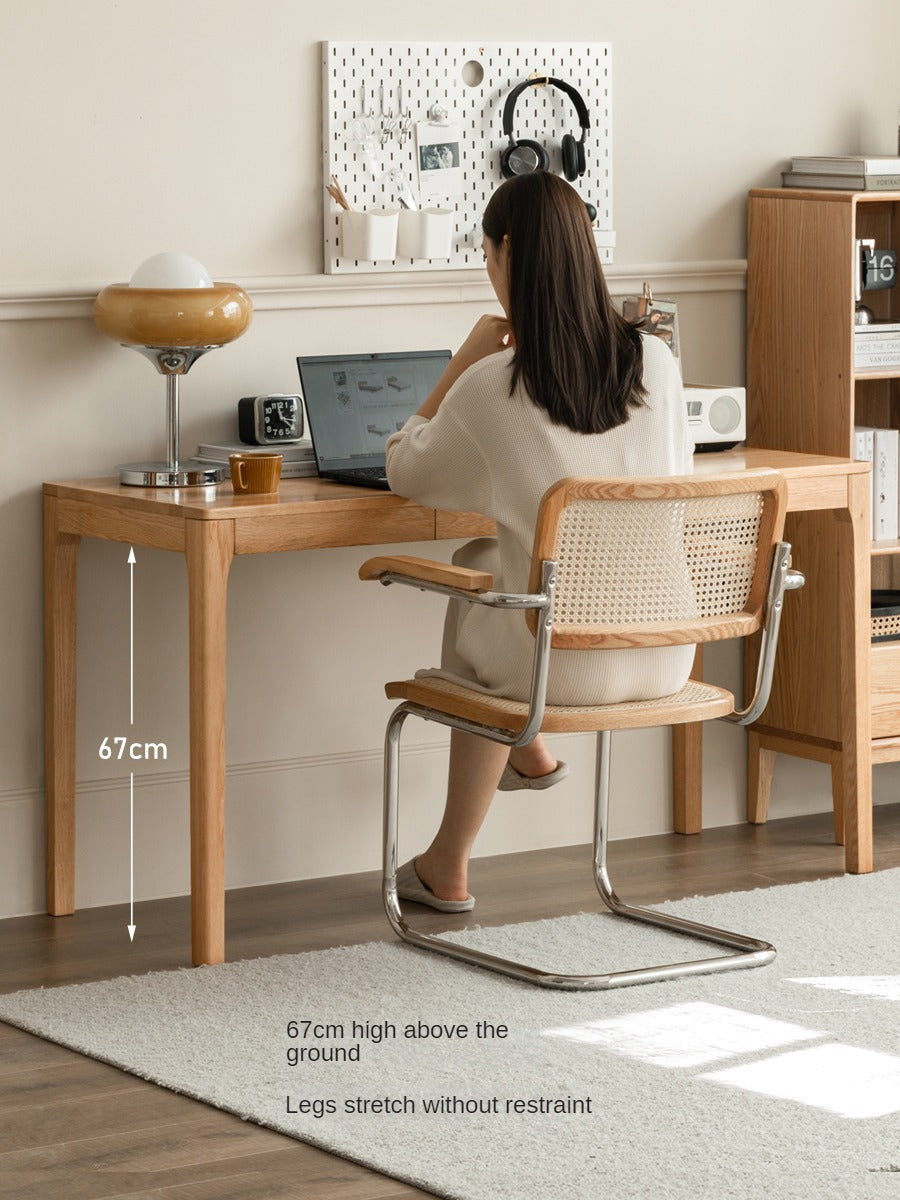 Premium Solid Oak Wood Office Desk - Modern Nordic Style Writing Table for Home & Workspace - Perfect for Remote Work, Study & Office Decor