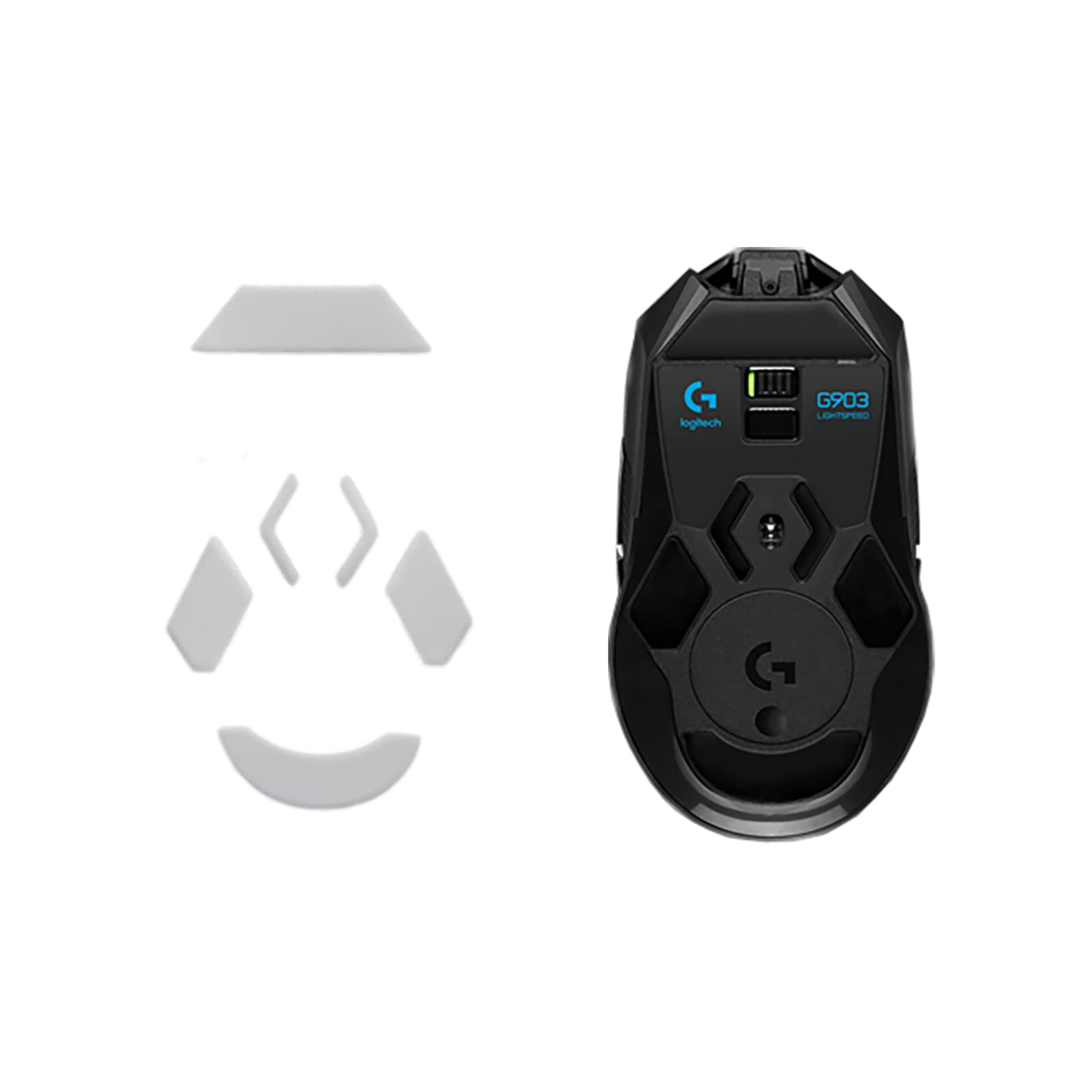 Logitech G903 Mouse Feet Replacement - 0.8mm Thick Smooth Glide PTFE Skates with Rounded Curved Edges for Gaming (White) | Perfect for FPS, MOBA and Esports Gaming