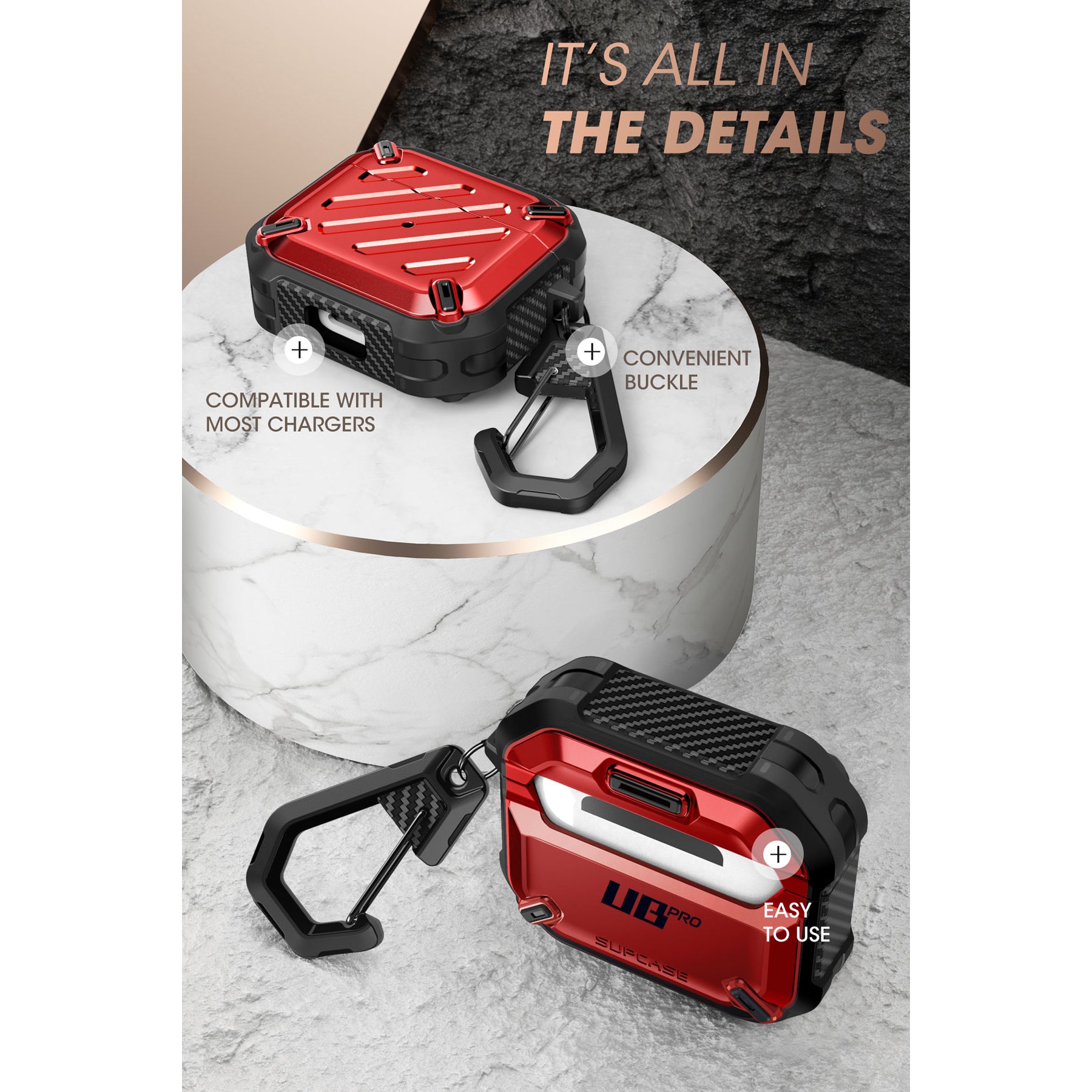 Apple AirPods 3 Protective Case - Unicorn Beetle PRO Rugged Cover with Metallic Red Finish | Shockproof & Durable Design for Workouts, Travel & Outdoor Activities