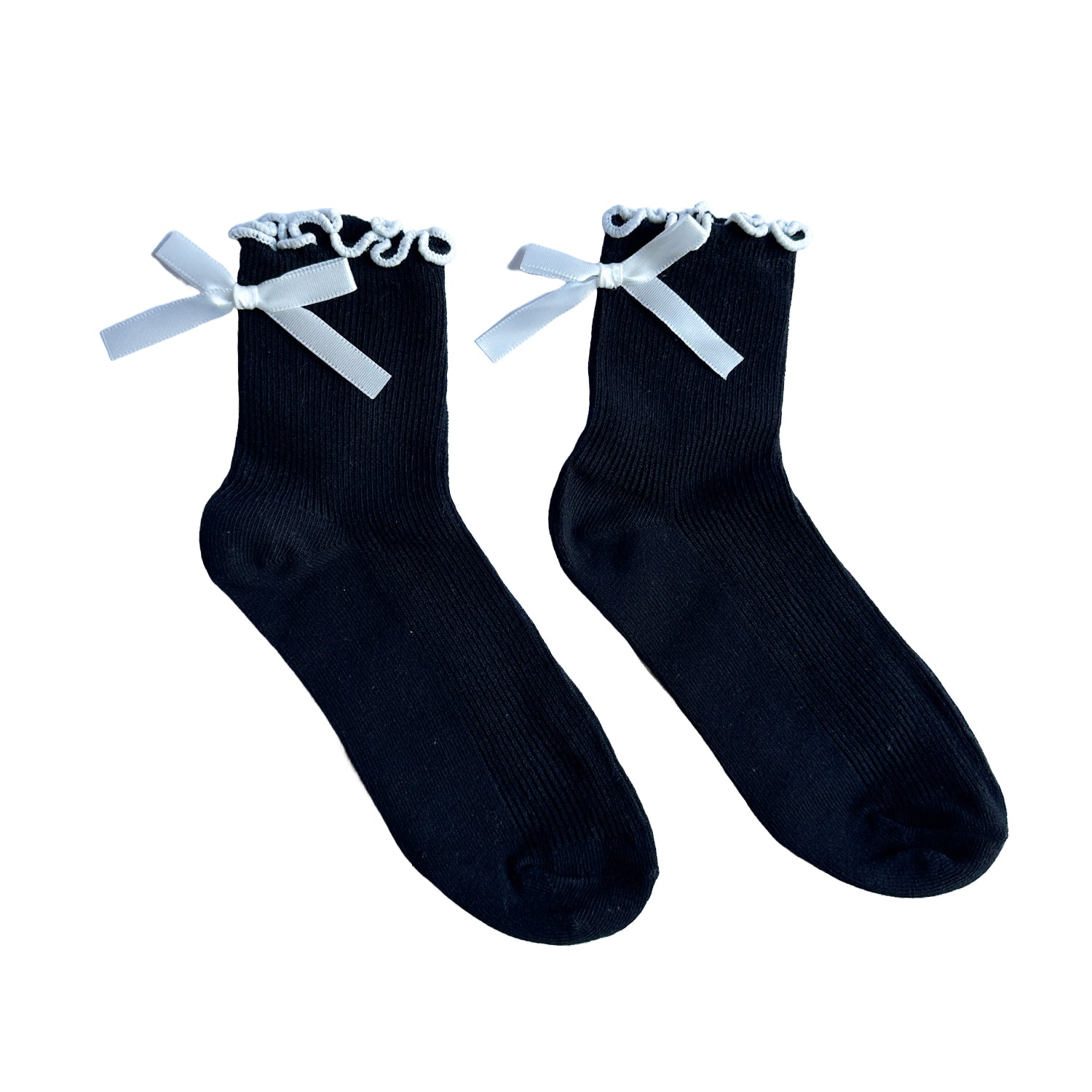 FLOOF Ruffle Bow Socks for Women - Elegant Black Lace Ankle Socks | Perfect for Valentine's Day Gifts, Date Nights & Special Occasions