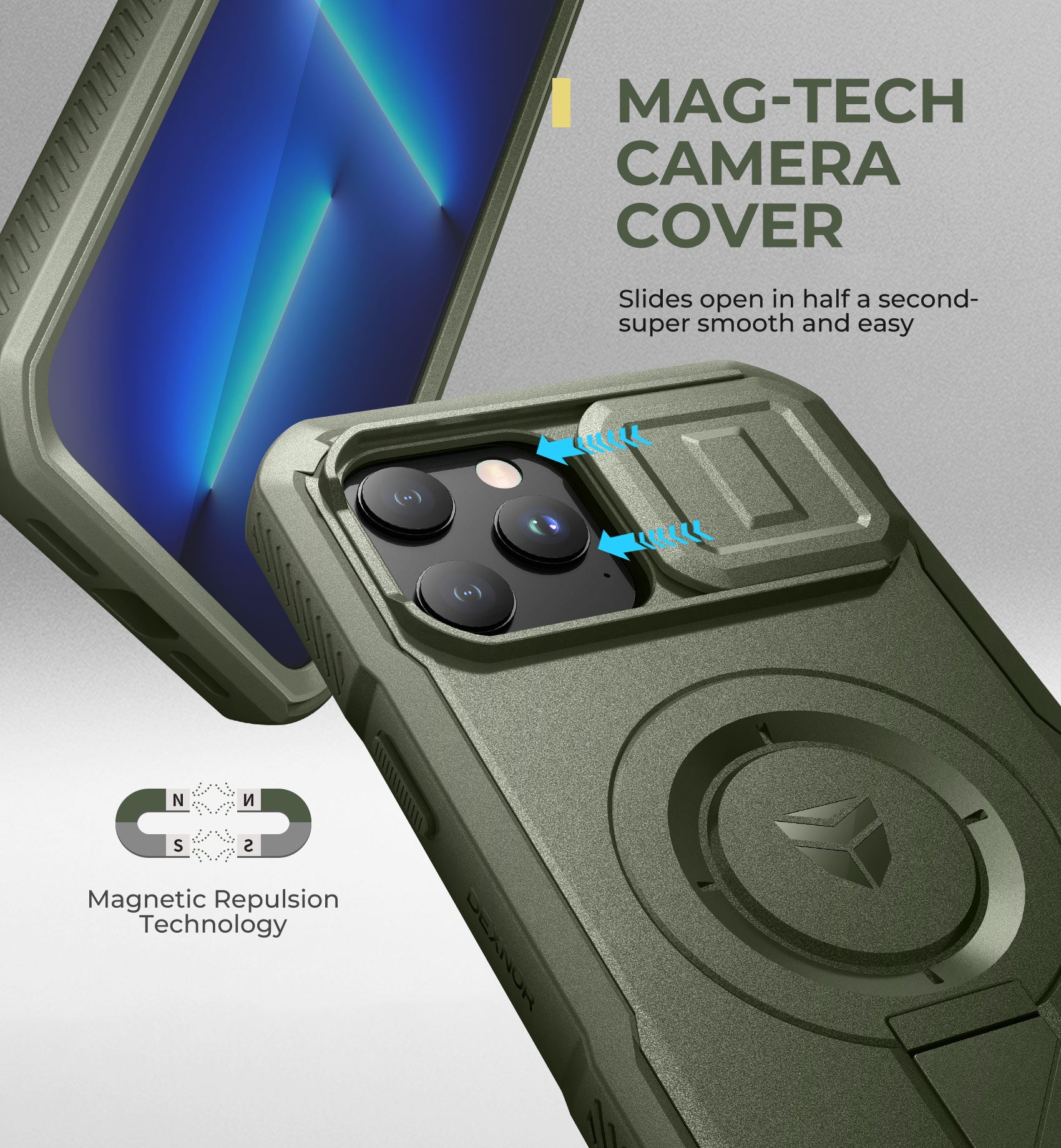 Durable Shockproof Case for iPhone 12/13 Pro Max with Built-in Screen Protector, Slide Camera Cover & 360° MagSafe Compatible - Perfect for Outdoor Adventures, Work & Travel Protection