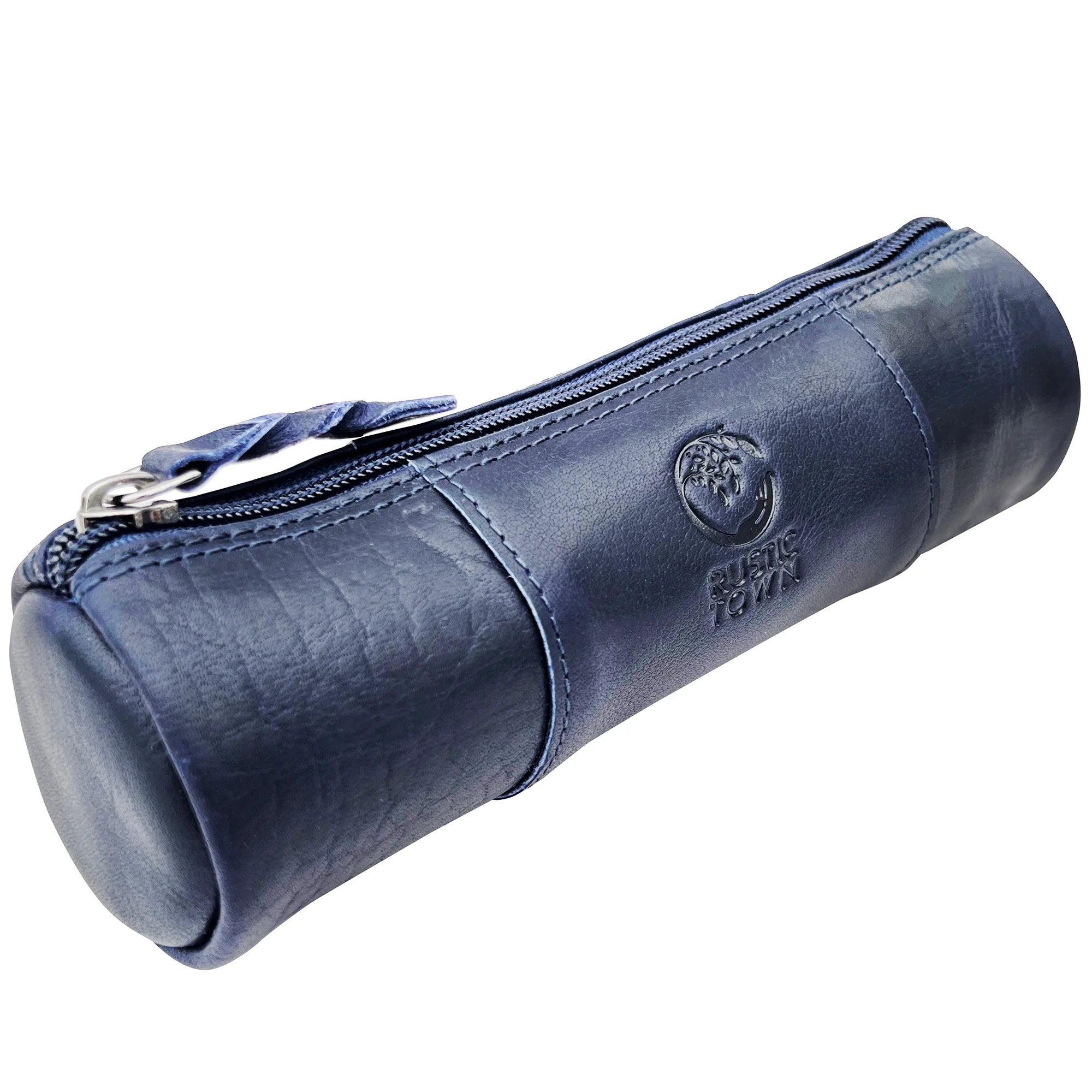 Premium Winnie Leather Zipper Pen Pencil Case - Blue | Stylish School & Office Organizer for Pens, Pencils & Stationery | Perfect for Students, Professionals & Artists