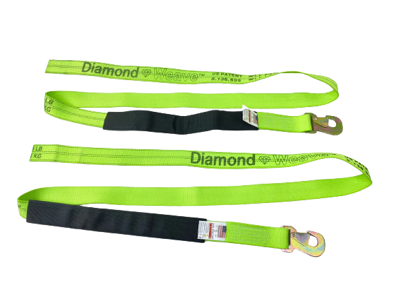 2 Pack 8-Foot Diamond Weave Wheel Lift Straps with Flat Snap Hooks - Heavy Duty Tow Straps for ATV, UTV, Motorcycle & Off-Road Recovery - Secure Towing & Hauling Accessories