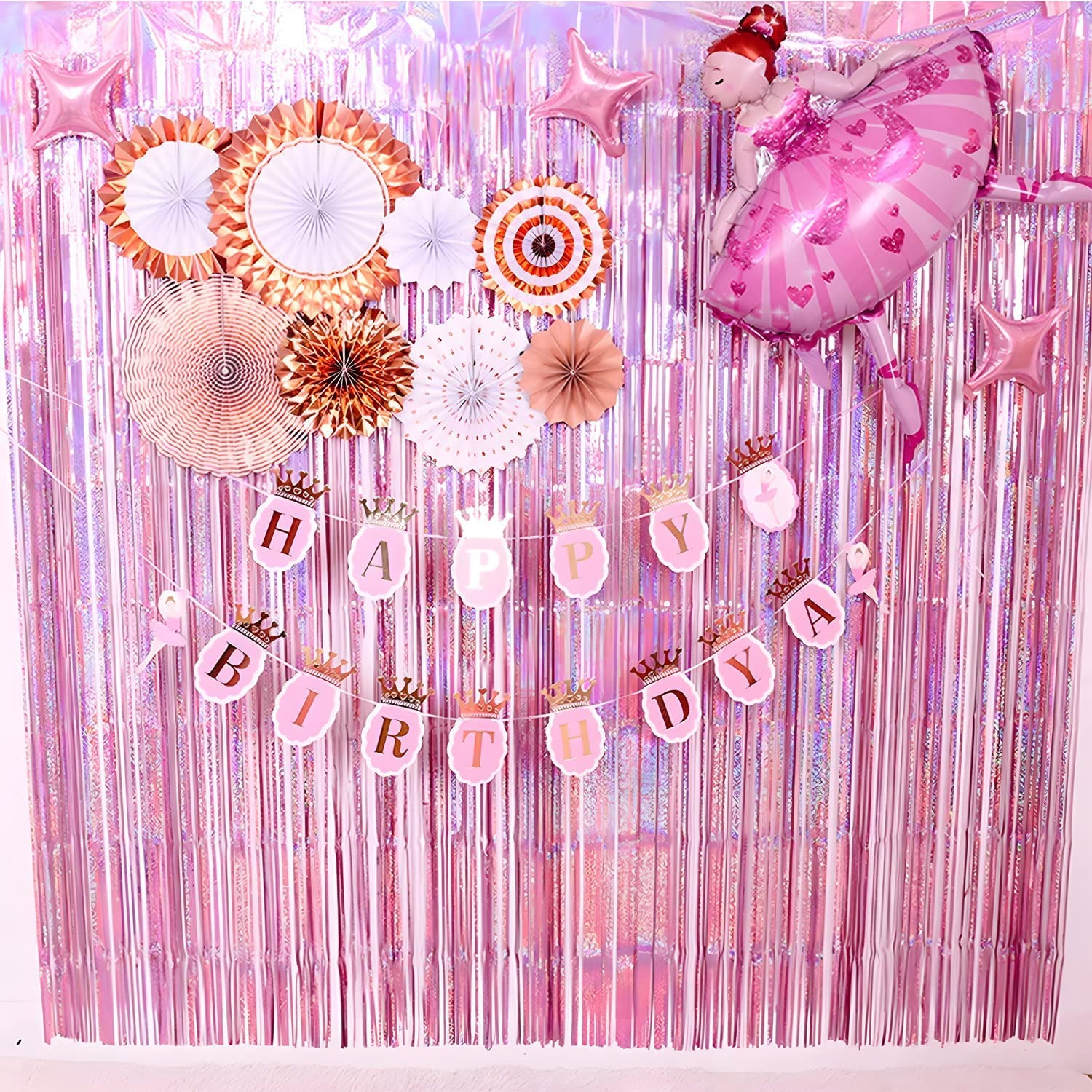 BRAVESHINE 2-Pack Metallic Tinsel Foil Fringe Curtains - 3.2 ft x 8.2 ft Purple & Pink Party Backdrop for Valentine's Day, Birthdays, Bridal Showers, Bachelorette Parties - Perfect for Photo Booths, Wedding Decorations, and Women's Celebration Events