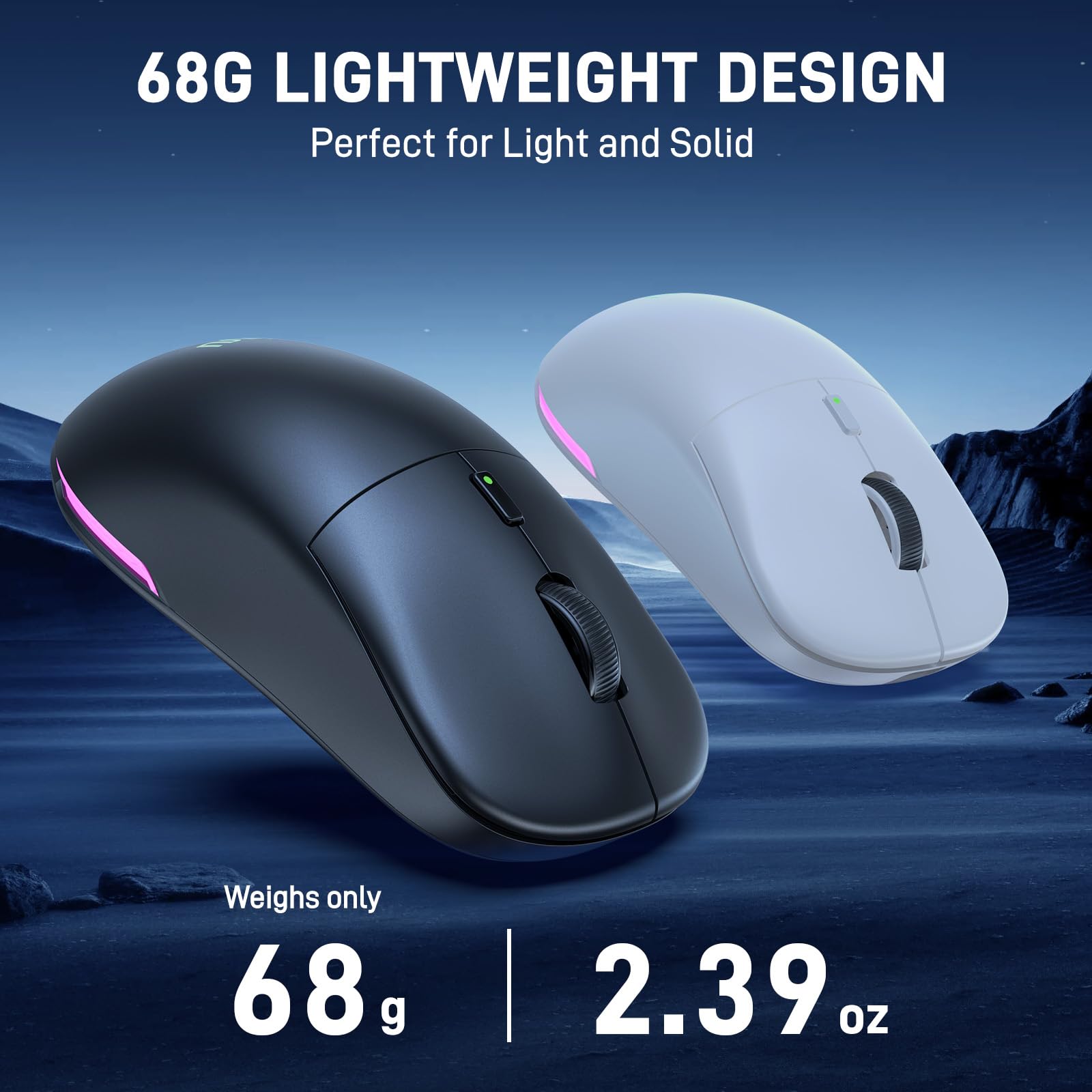 UHURU Wireless Gaming Mouse - 26000 DPI High Precision, RGB Backlit, 70H Battery Life, 2.4GHz & Wired Connection, 6 Programmable Buttons for PC/Mac (Black) - Perfect for FPS, MMO Gaming & Office Work