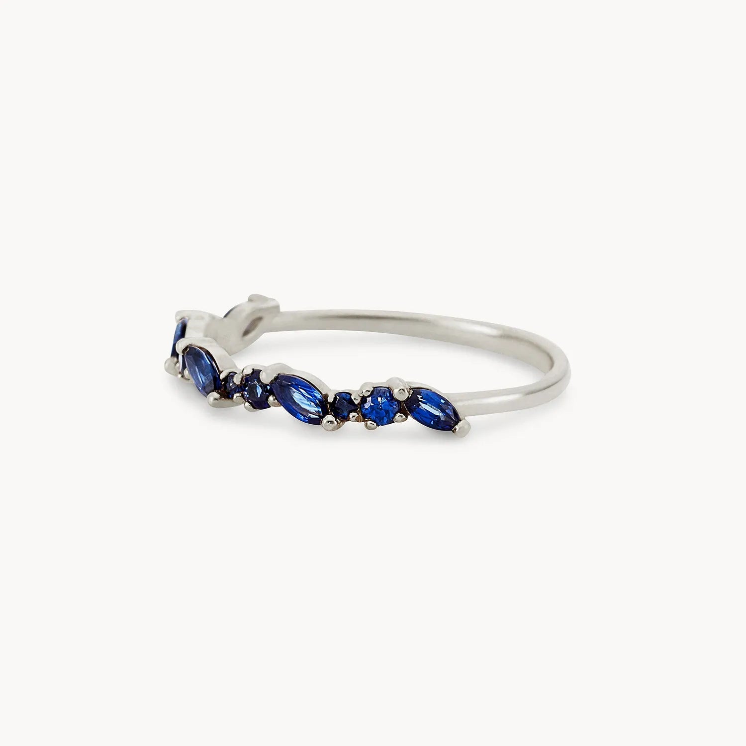 14K White Gold Reverie Band with Genuine Blue Sapphire - Elegant Stackable Ring for Women, Perfect for Weddings, Anniversaries & Everyday Wear