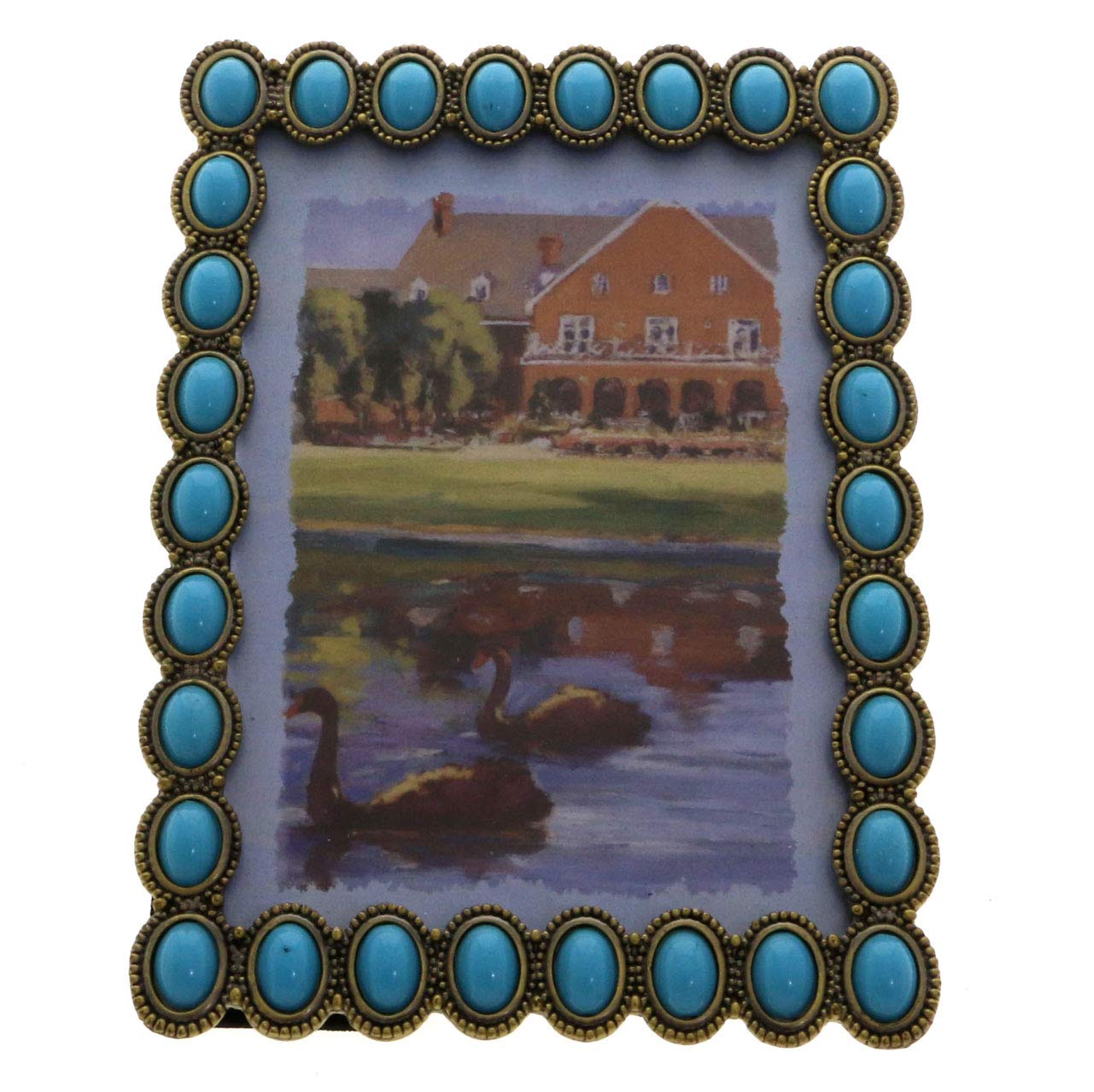 Mi Amore Blue and Bronze-Tone Picture Frame - Elegant Home Decor for Wall Display, Tabletop, and Gift Giving