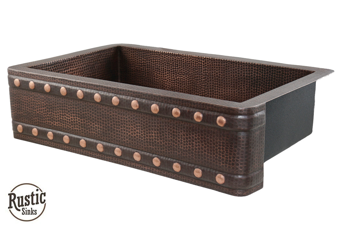 Antique Copper Barrel Strap Farmhouse Sink - Vintage Style Kitchen Sink with Rustic Charm for Farmhouse, Cottage & Country Home Decor | Perfect for Kitchen Renovation & Rustic Interior Design