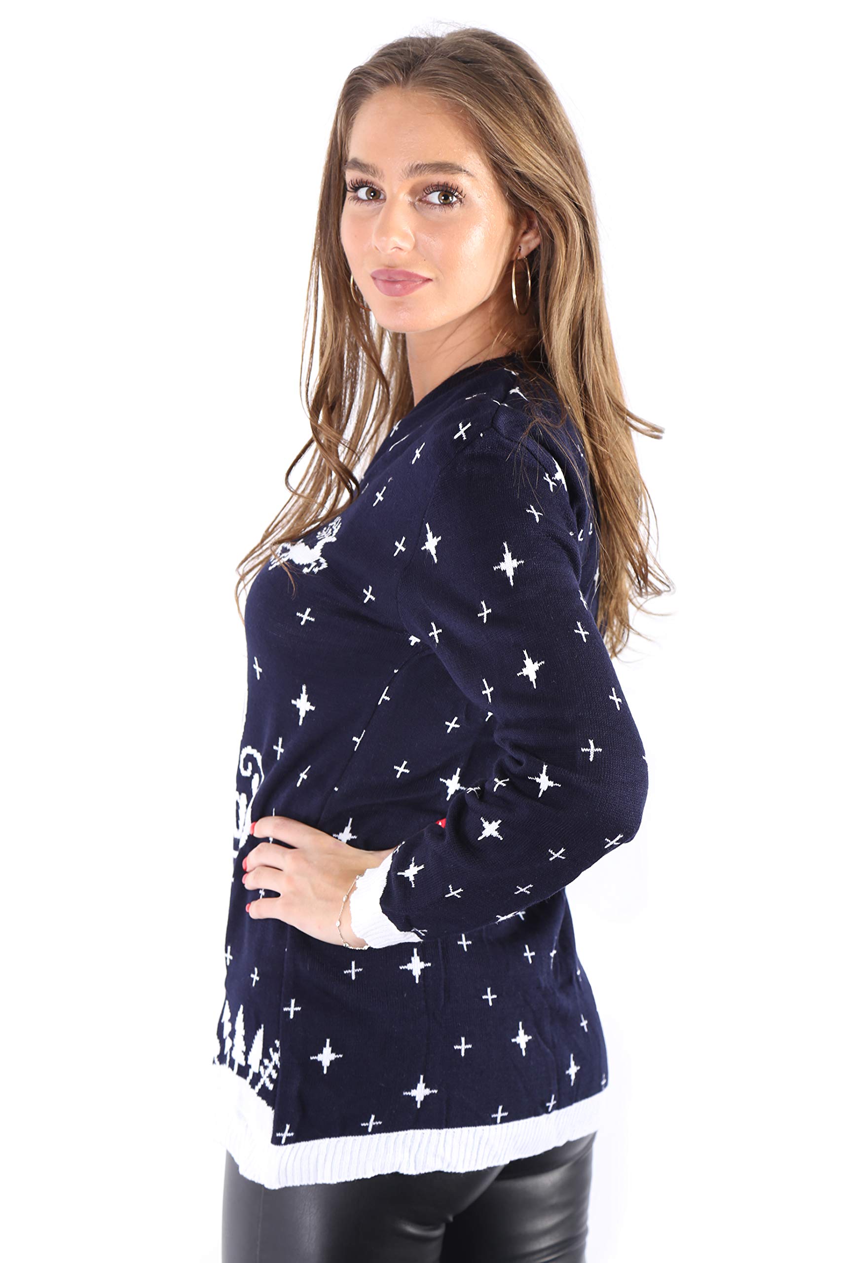 mymixtrendz Women's Merry Christmas Knitted Jumper Dress - Festive Reindeer Winter Sweater for Holiday Parties & Family Gatherings
