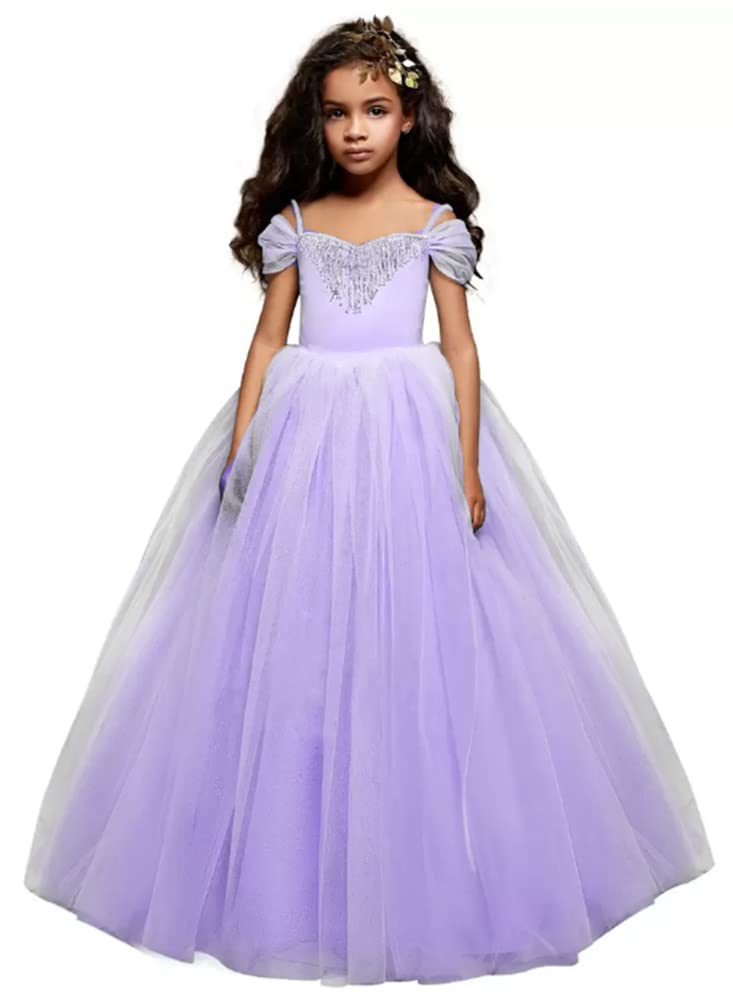 Honeydress Girls Princess Cinderella Flower Girl Dress - Off Shoulder Kids Pageant Gowns for Weddings, Birthday Parties & Special Occasions