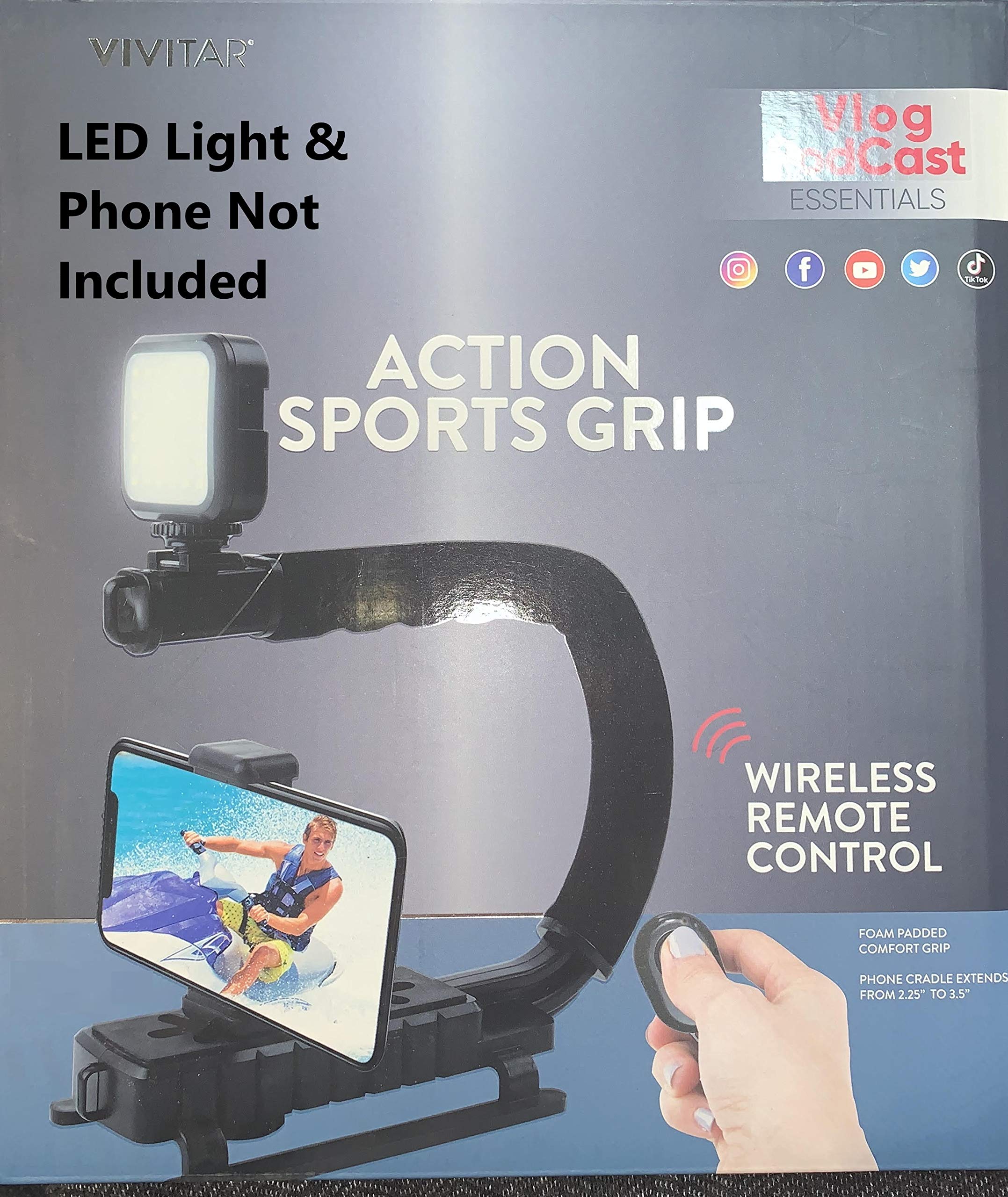 Vivitar DSLR Action Sports Grip Video Stabilizer with Universal Phone Clamp 3.5