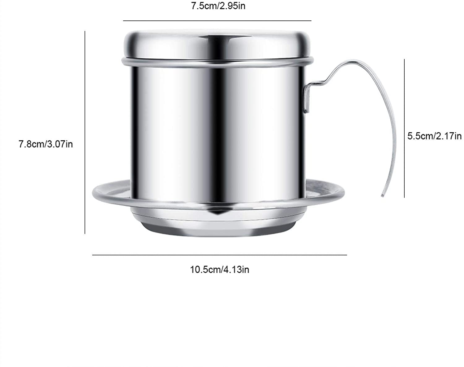 Premium Vietnamese Coffee Drip Filter - Stainless Steel Phin Coffee Maker Pot, Single Serve Manual Pour Over Dripper for Rich & Bold Brew - Perfect for Home, Office & Camping (Silver)
