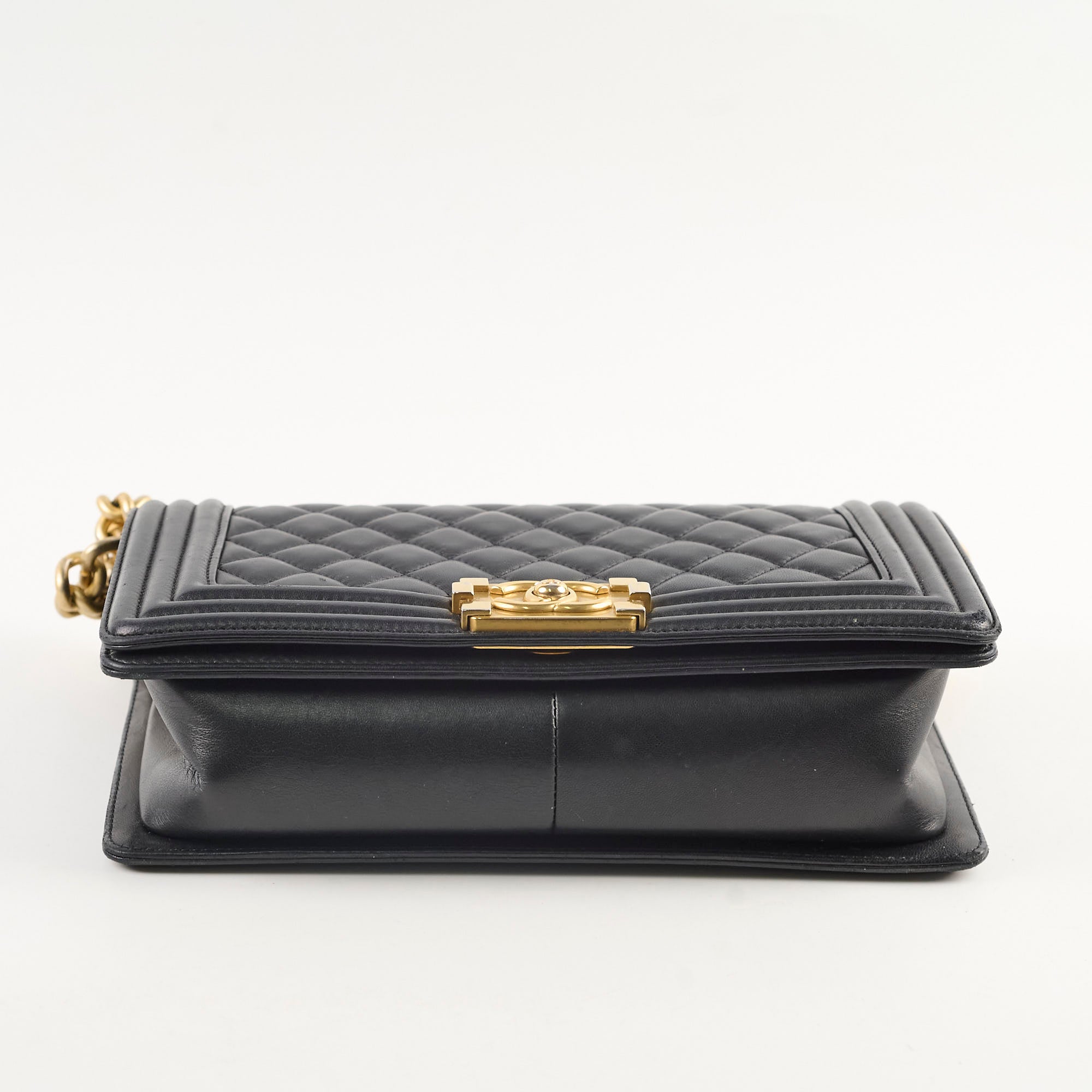 Chanel Old Medium Boy Bag in Black Lambskin Leather - Luxury Handbag for Women, Perfect for Evening Events & Daily Use