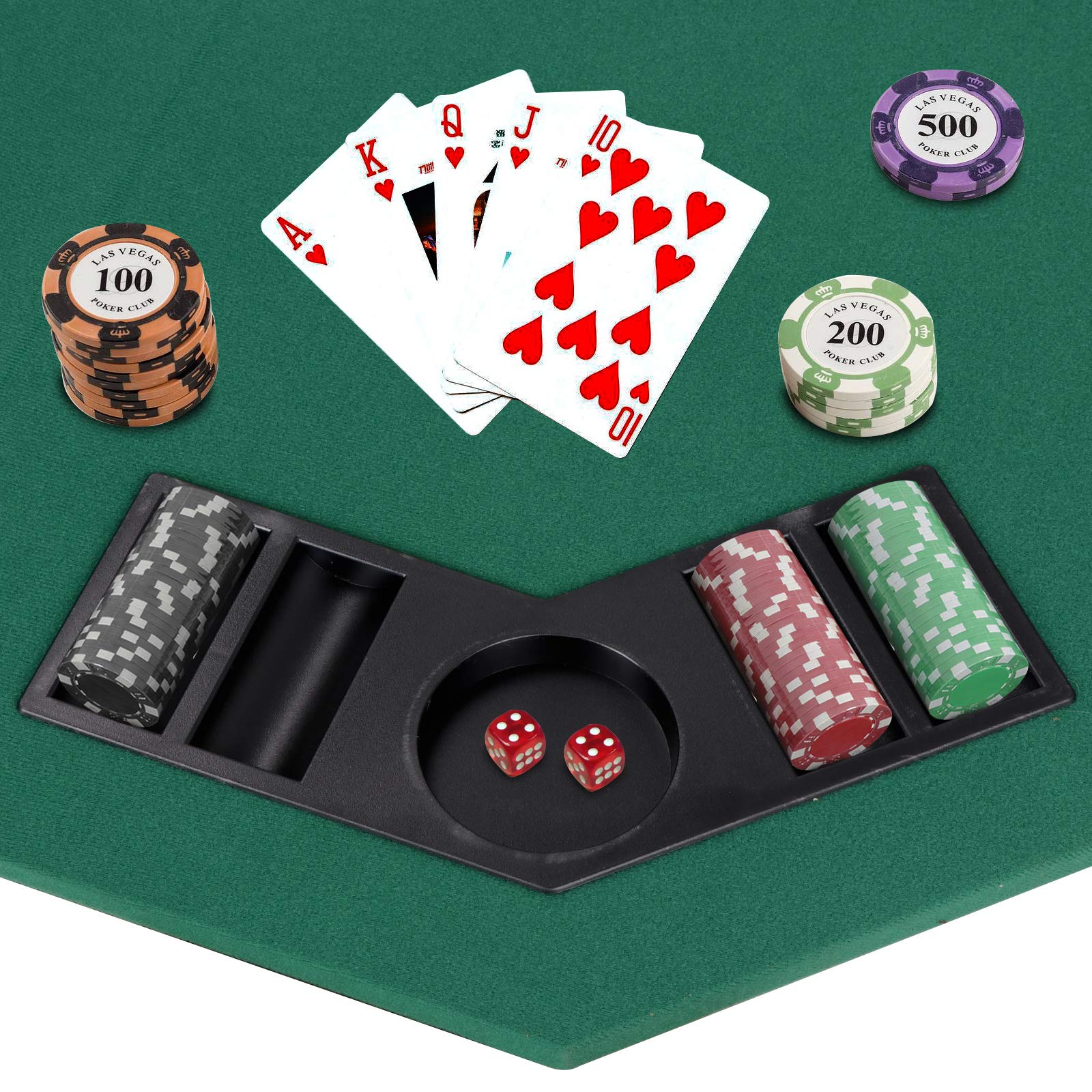 48-Inch Portable Poker Table Top - Foldable Octagon 8-Player Casino Poker Mat with Carrying Case | Perfect for Home Games, Parties & Casino Nights