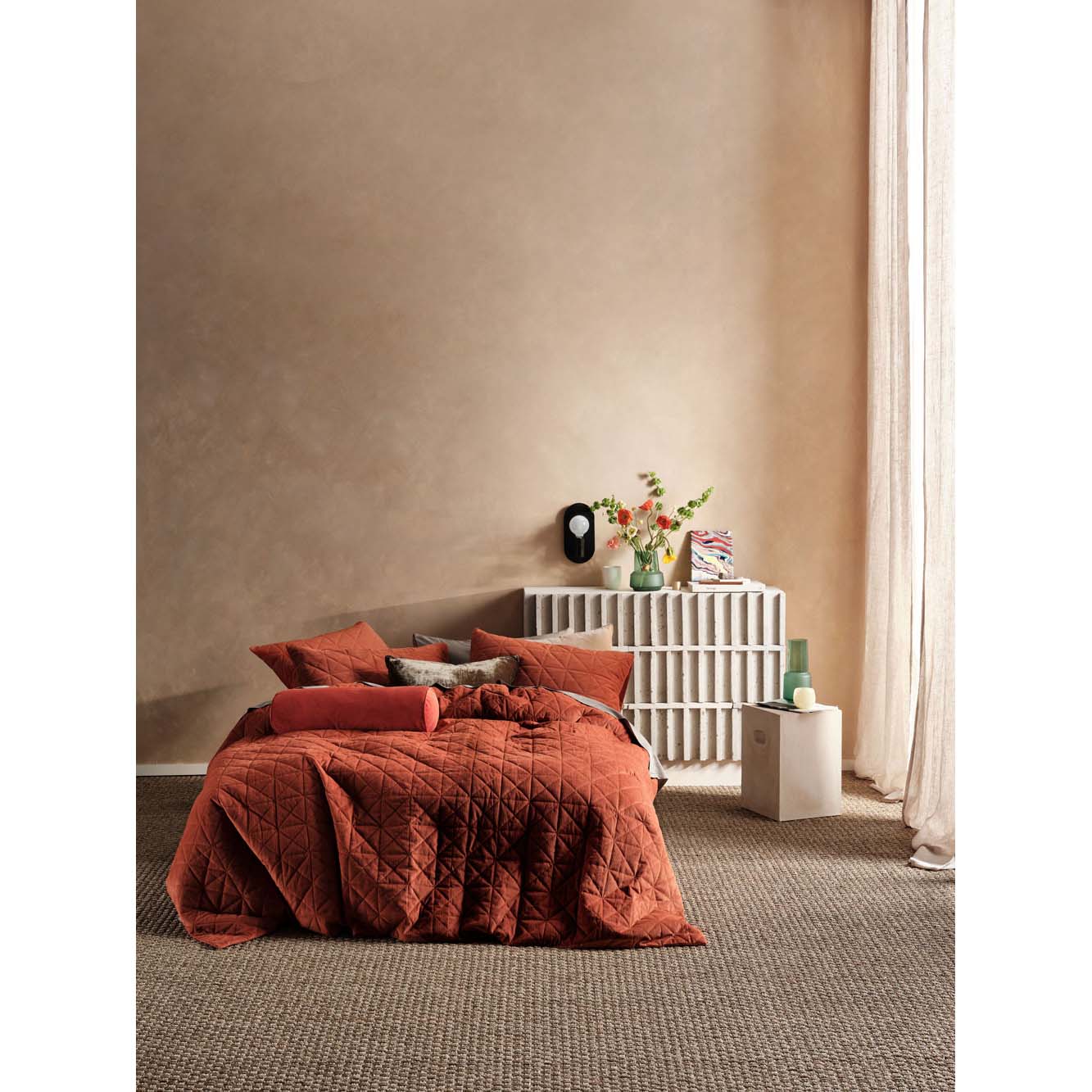 Premium Heath Rust Quilt Cover Set - 100% Cotton Double Bed Size (90x90 Inches) | Soft & Breathable Bedding for Cozy Nights | Perfect for Master Bedroom, Guest Room & Dorm Decor