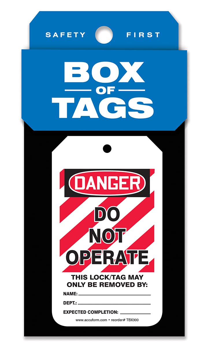 Accuform NMC Lockout Tags - Box of 50 Do Not Operate Safety Tags | OSHA Compliant, Tear & Water Resistant PF-Cardstock (5.75
