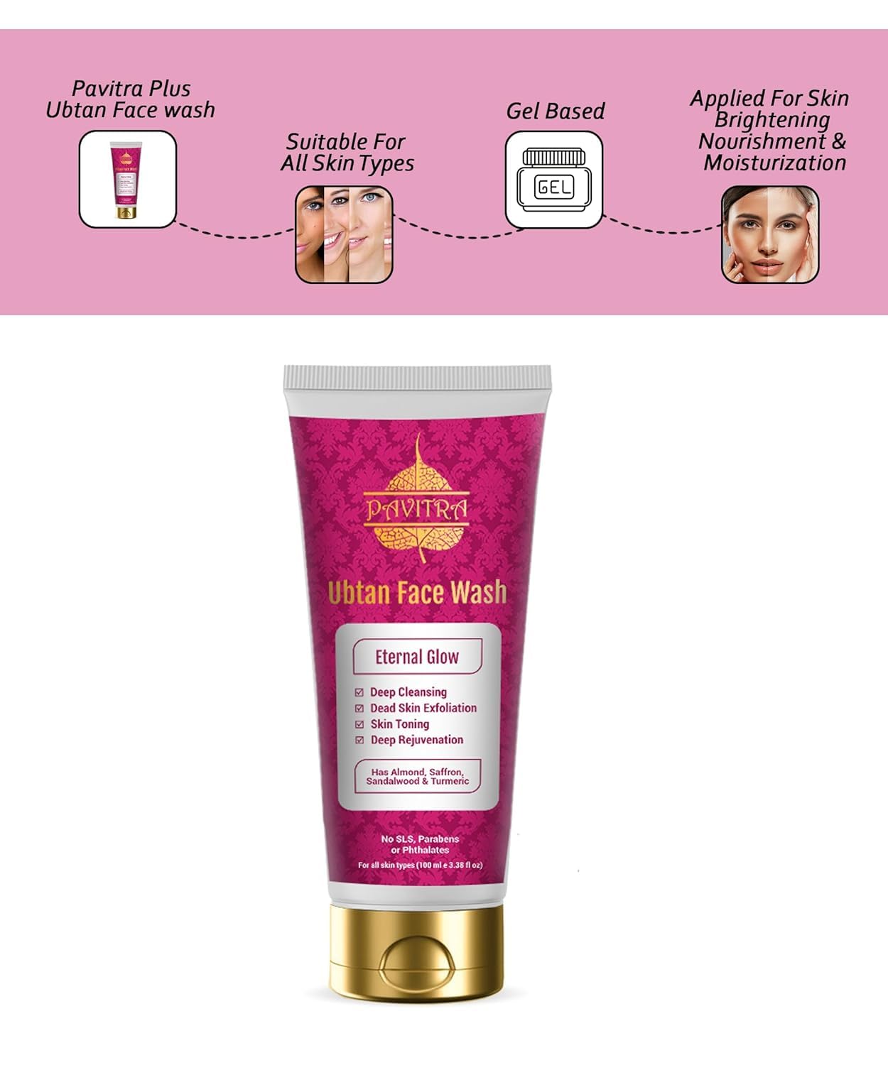 Best Face Wash for Tan Removal with Almond, Saffron & Sandalwood - 3.4 fl oz | Brightening & Exfoliating Cleanser for Glowing Skin | Perfect for Daily Use & Post-Sun Care