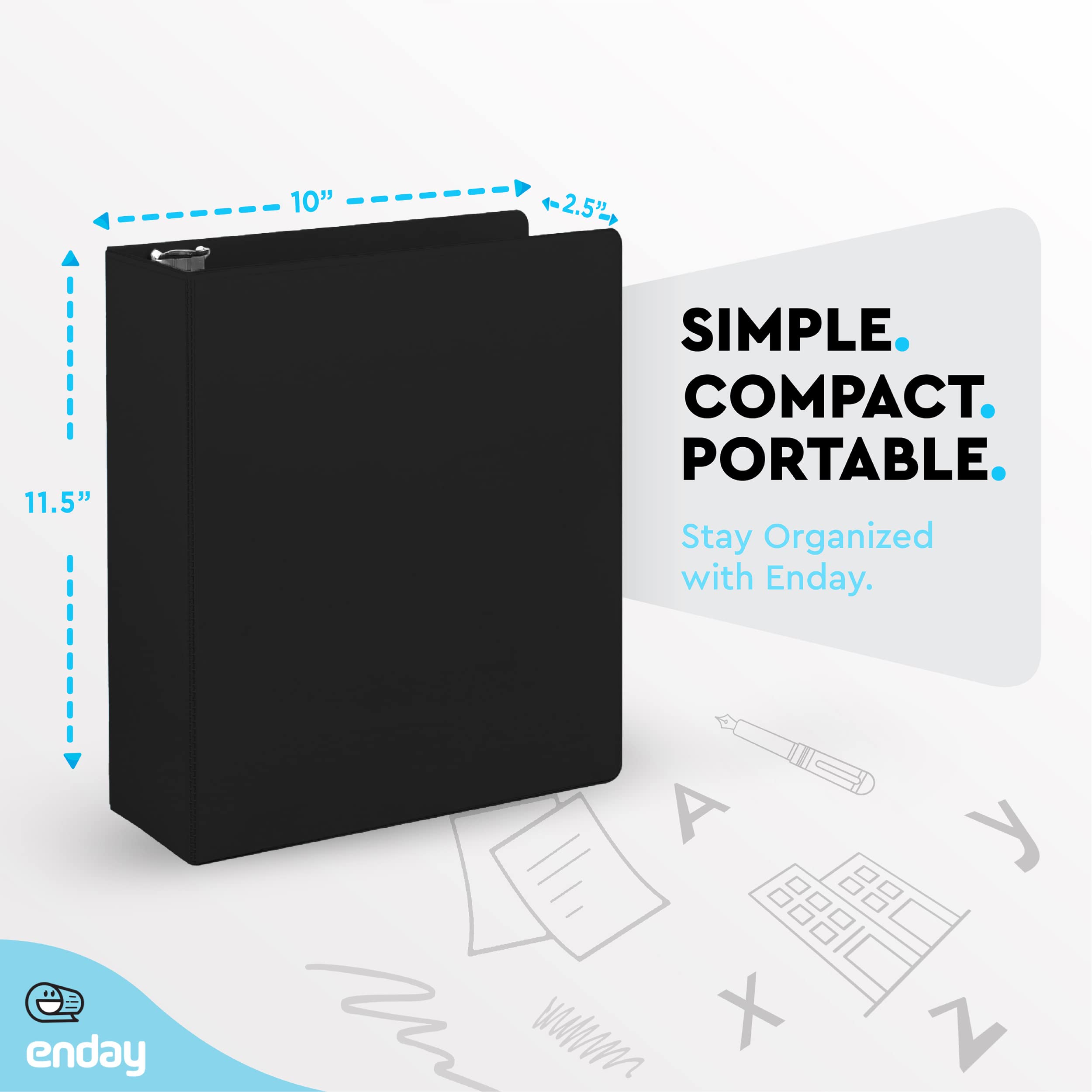 Enday 2 Inch 3 Ring Binder 6 Pack - Heavy Duty 2