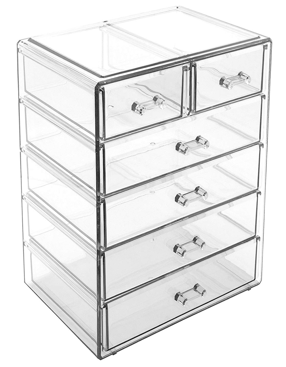 Sorbus Clear Acrylic Makeup Organizer with 4 Large & 2 Small Drawers - Cosmetic Storage Case for Makeup, Jewelry & Beauty Accessories - Perfect for Vanity, Bathroom, College Dorm, Closet & Desk Organization - Ideal for Daily Beauty Routine & Travel Essentials