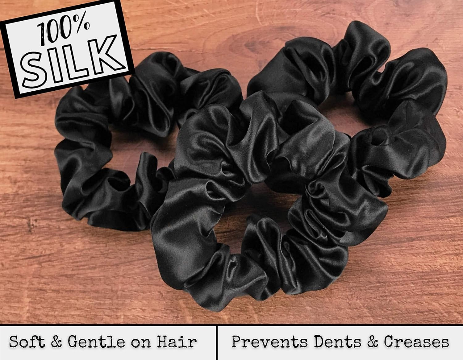Wazdorf 6 Pack Satin Hair Scrunchies for Women & Girls - Soft Elastic Hair Bands, Ponytail Holders - Perfect for Daily Use, Workouts, and Birthday Gifts (Black, 6 Count)