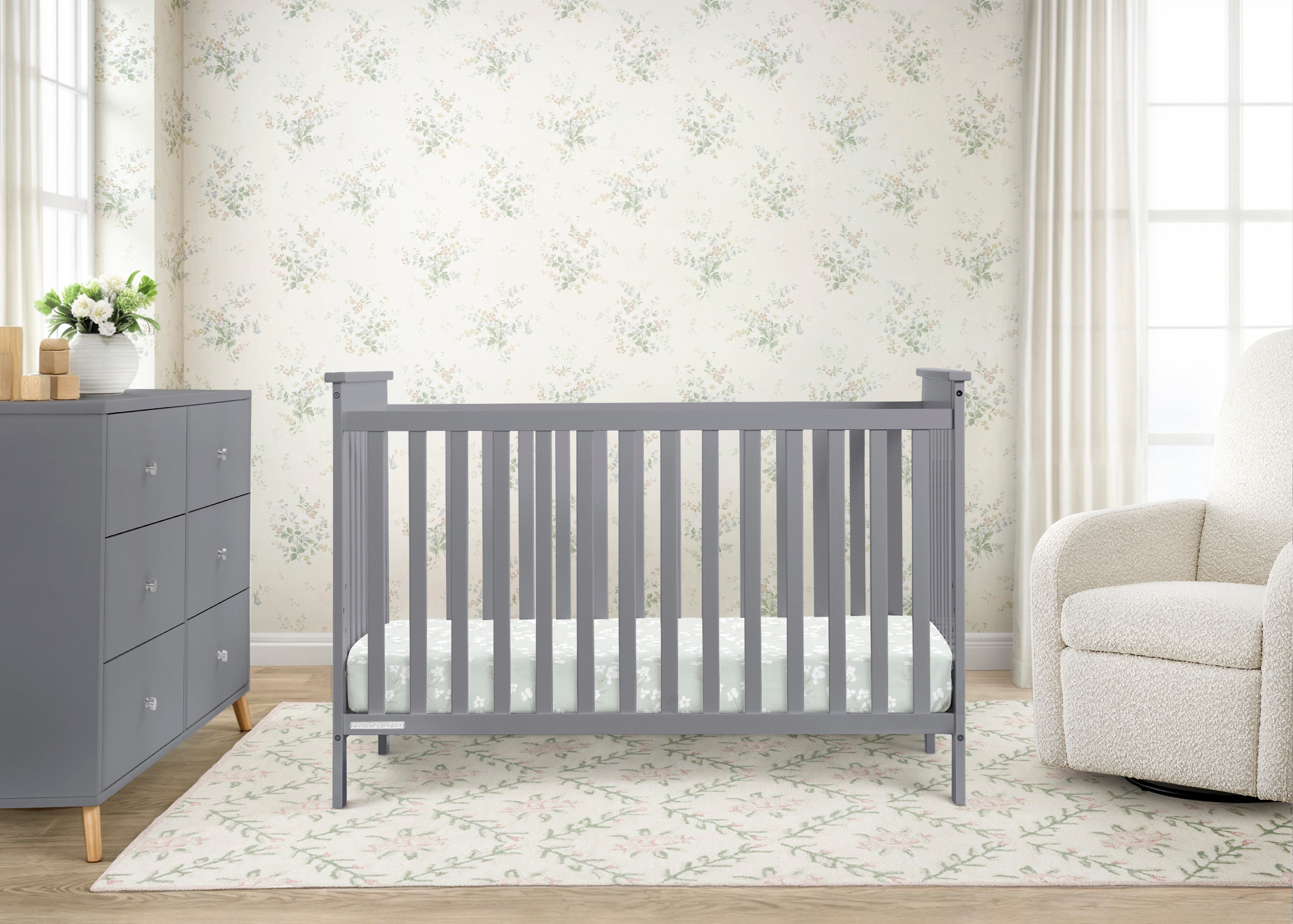 Adley 3-in-1 Convertible Baby Crib - Toddler Bed & Daybed - Safe Nursery Furniture for Newborns & Kids - Perfect for Bedrooms, Daycare & Guest Rooms