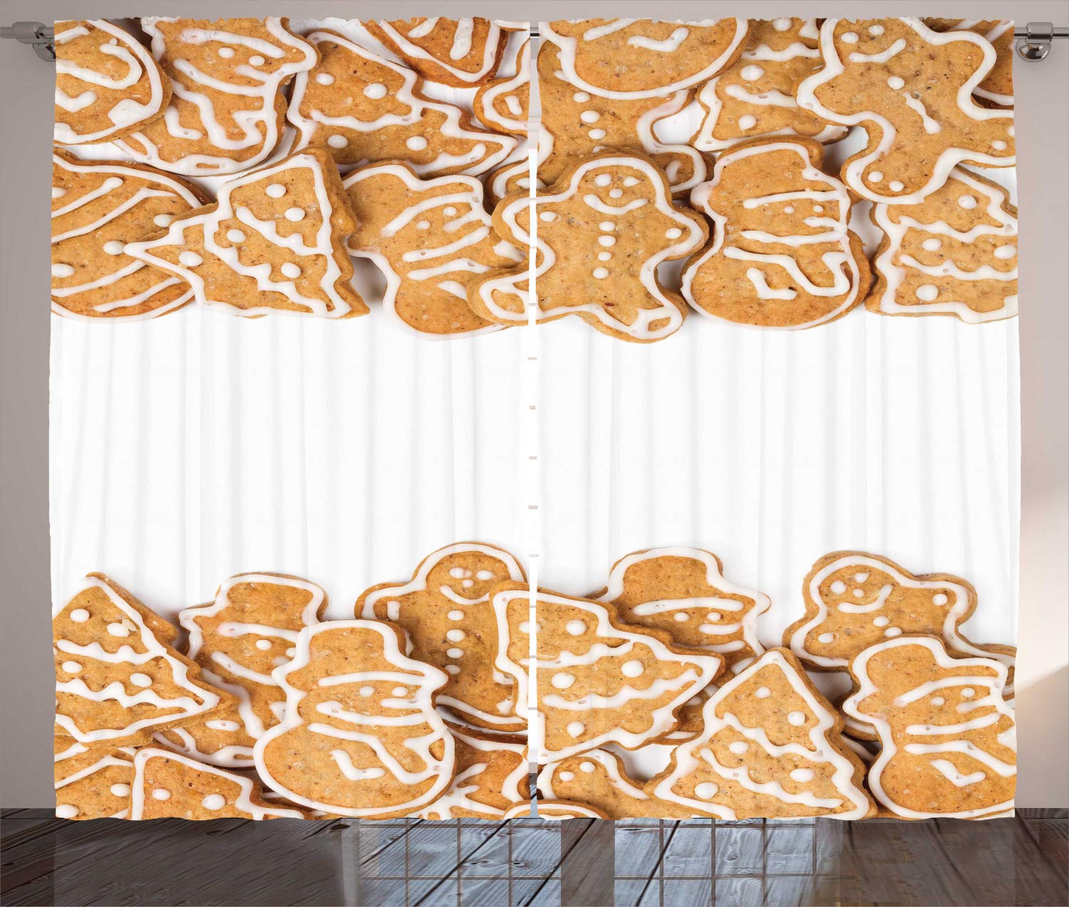 Ambesonne Cookie Print Curtains - 2 Panel Set, 108