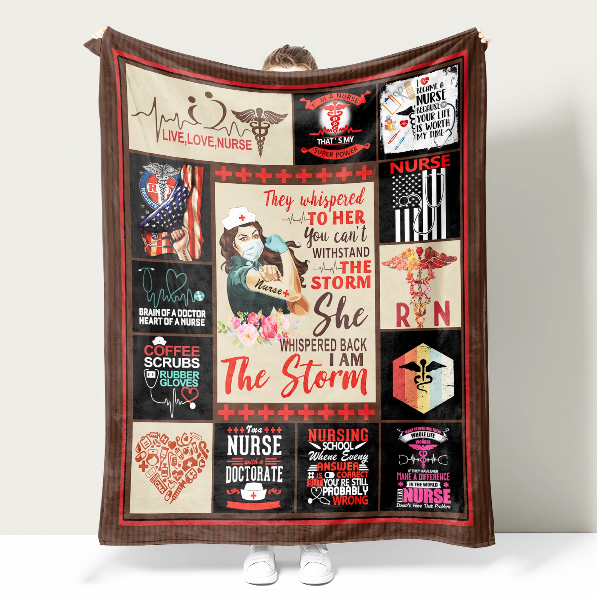 Super Soft Sherpa Nurse Blanket - 50x60 Inch Cozy Throw for Women, RN & Nurse Practitioner Gifts (Storm Color) | Perfect for Hospitals, Clinics & Home Relaxation