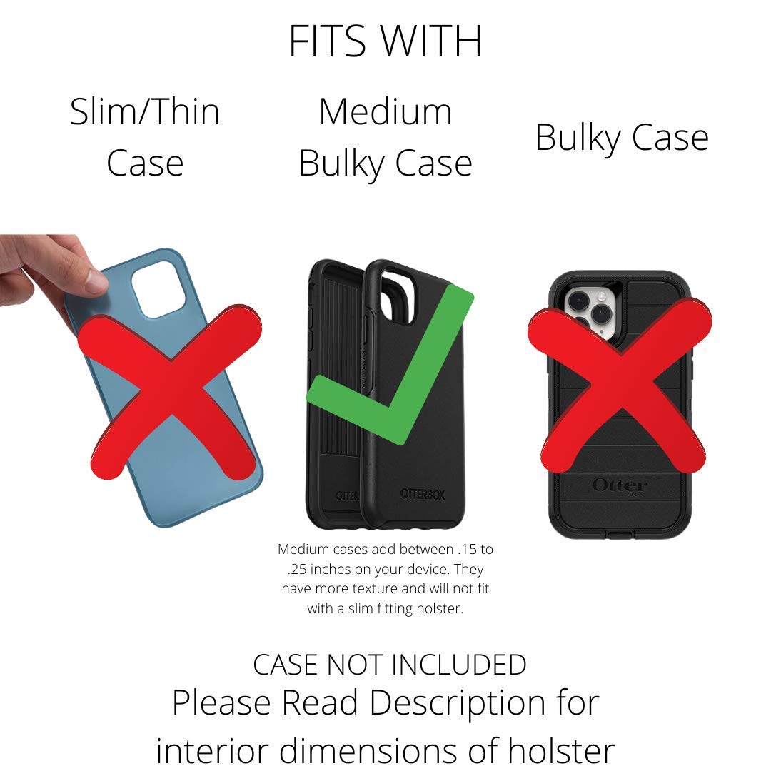 Premium Leather Phone Holster for iPhone 13 & 12 Mini - Black Belt Clip Holder for Shockproof Cases | Commuter & Symmetry Style | Durable Leather Belt Clip for Work, Travel & Outdoor Activities