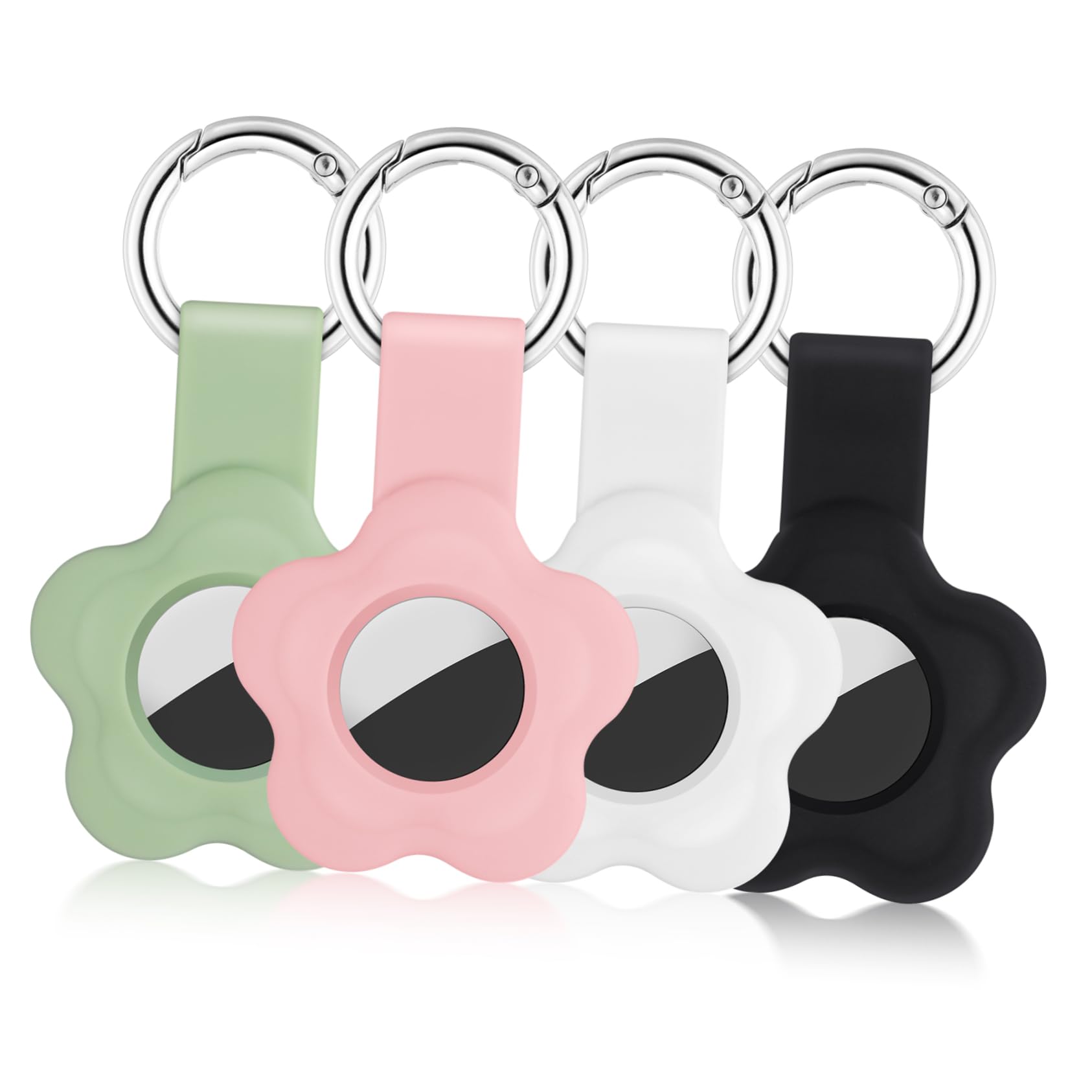 4-Pack Anti-Lost Keychain Protective Case for Tile Tracker - Durable Cover with Key Ring for Wallet, Keys & Luggage Tracking (Black)