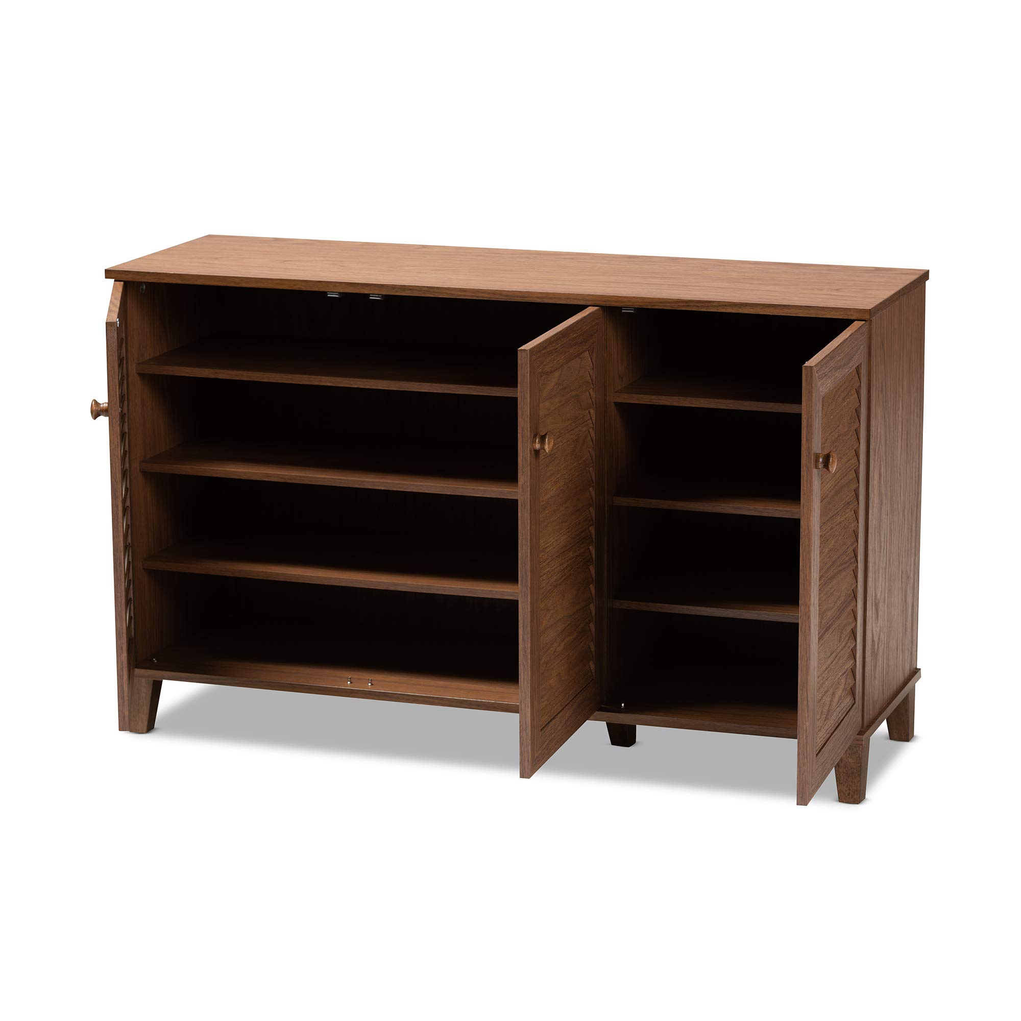 Baxton Studio Shoe Cabinet - Walnut Finish, Space-Saving Storage Organizer for Entryway, Hallway, or Closet - Perfect for Small Apartments and Homes