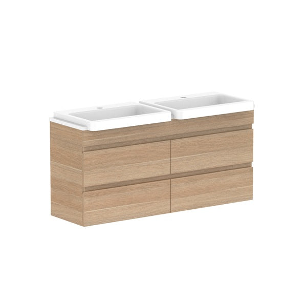 ADP Glacier Pro Semi-Recessed All-Drawer Twin Vanity with Solid Surface Top - Modern Bathroom Sink Cabinet for Master Bath & Guest Room Remodel