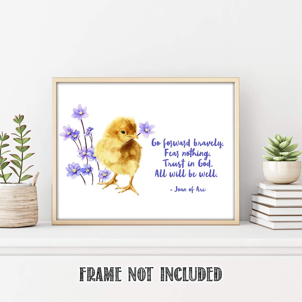 TJ Originals - Joan of Arc Quotes Wall Art, Christian Bible Verse Print, 11x14 Inspirational Poster - Perfect for Home Decor, Office Motivation & Religious Gifts for Women, Friends & Family (Chick Design)