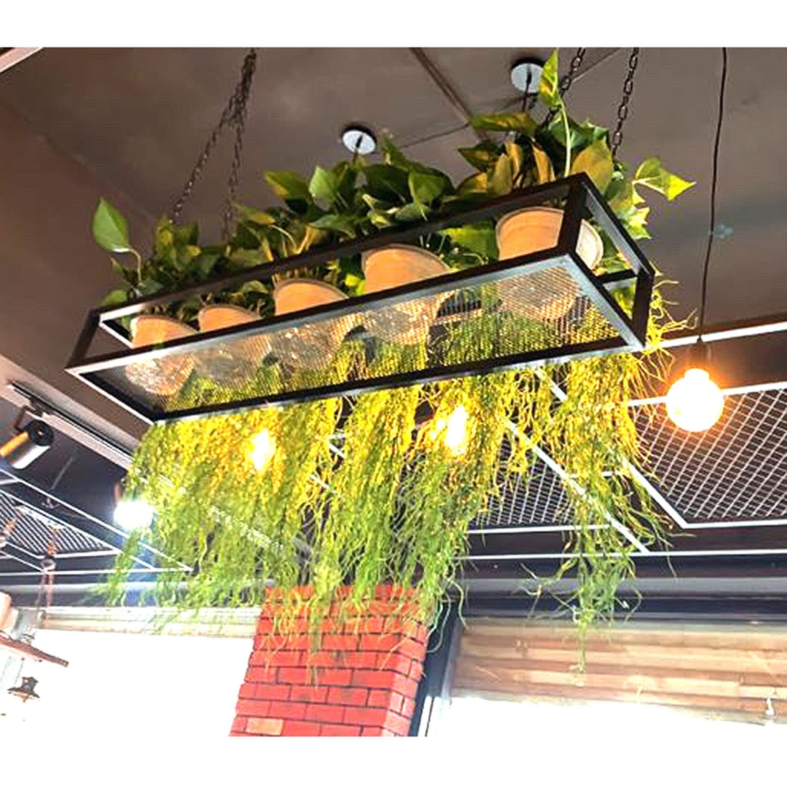 Industrial Loft Style Hanging Iron Basket - Wine Glass Rack, Ceiling Shelf, Plant Stand & Floating Shelves for Bar, Restaurant & Home Decor - Black, 5 Lengths (80x25x15cm) - Perfect for Kitchen Storage, Wine Display & Indoor Plant Organization