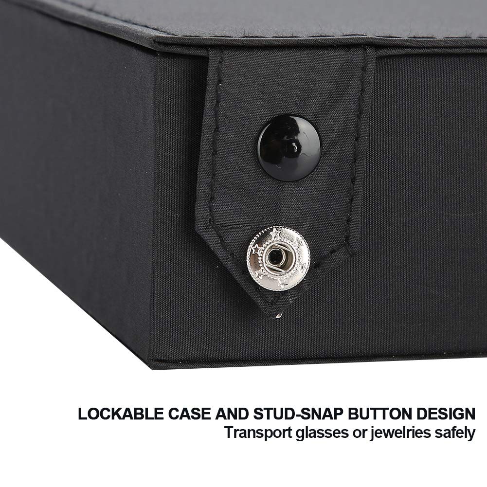 Joyzan 18-Slot Polyester Silk Lining Sunglasses Display Case - Dustproof Jewelry & Eyeglasses Storage Organizer Box for Men & Women - Perfect for Closet, Bedroom, Entryway, Retail Store Display