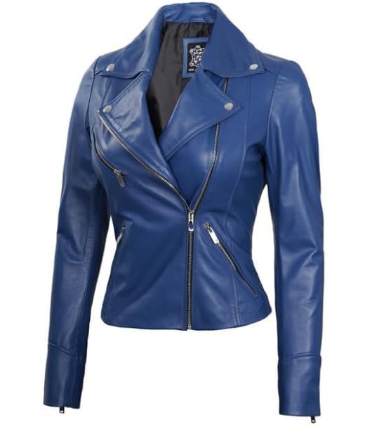 Blue - Ninfa Womens Leather Jacket