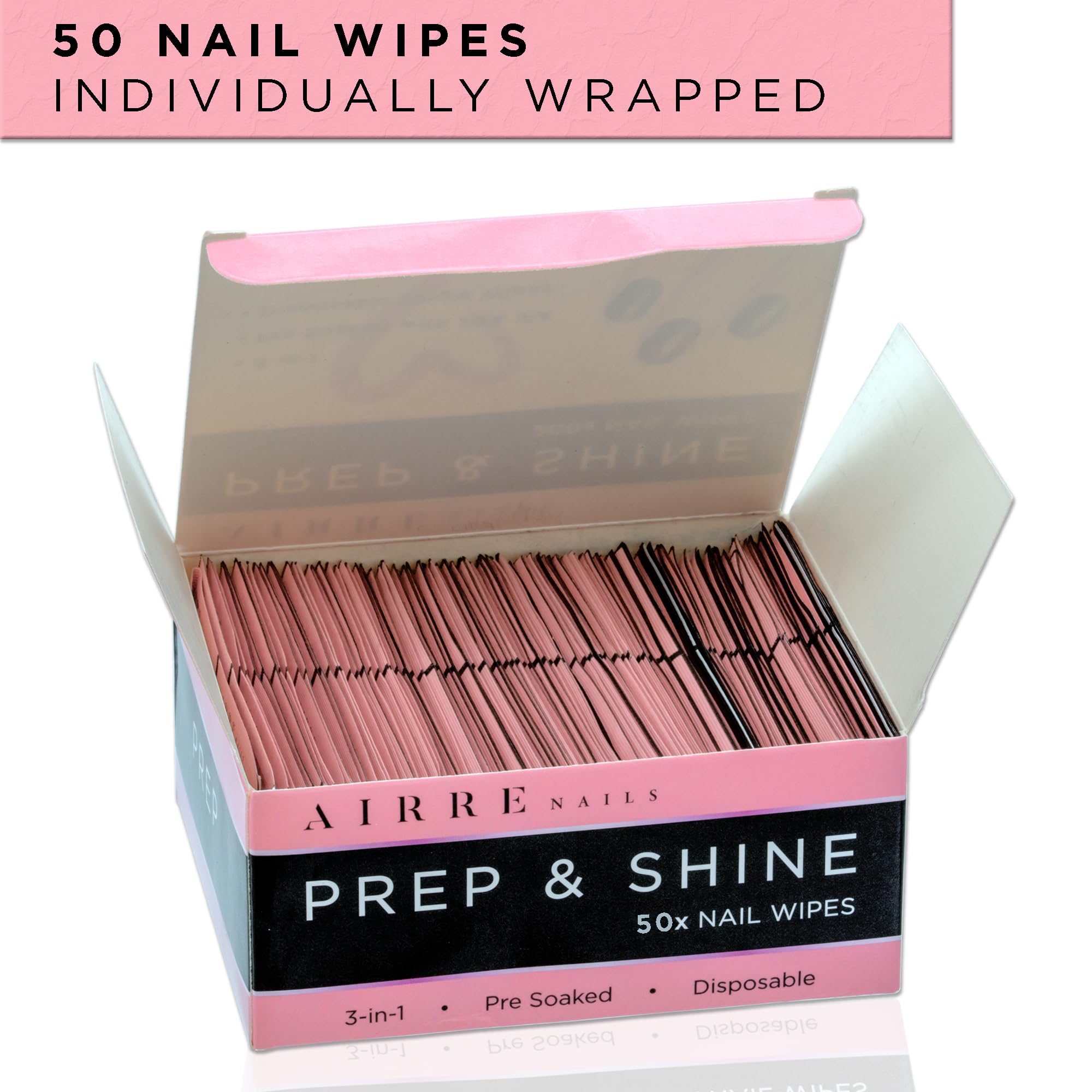 Professional 50-Count Alcohol Prep Wipes for Gel & Acrylic Nails - 3-in-1 Cleansing Pads Remove Sticky Residue, Prep Nails for UV/LED Polish & Press-On Tips | Perfect for Salon, Home Manicures & Nail Extension Maintenance