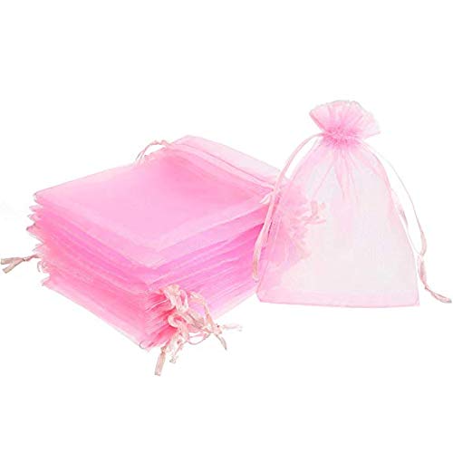 100Pcs Sheer Organza Bags - Jewelry Candy Drawstring Pouches for Wedding Favors, Party Gifts, Christmas Decorations - Perfect for Bridal Showers, Baby Showers & Birthday Party Favors