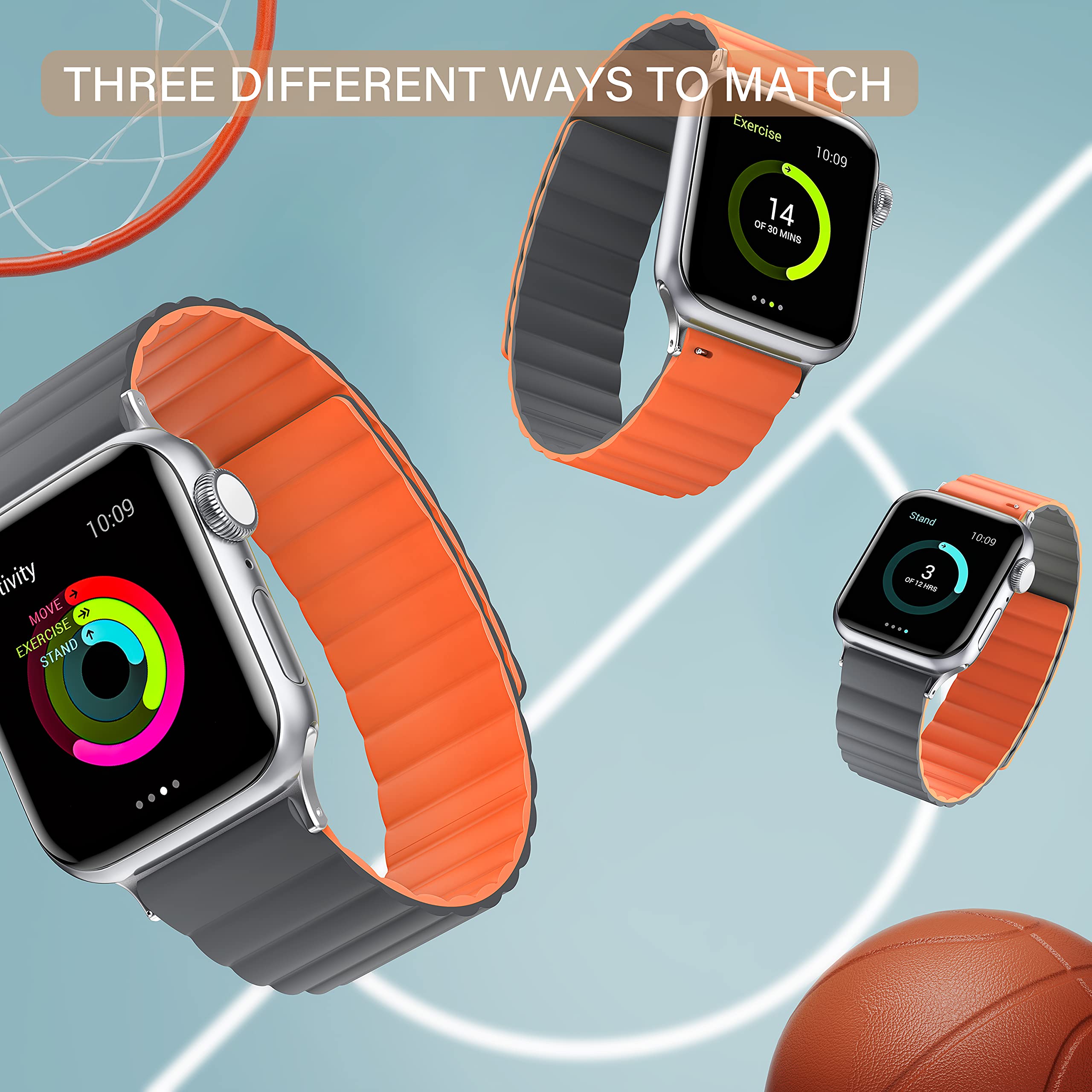 Premium Magnetic Apple Watch Bands - Compatible with iWatch Series SE/6/5/4/3/2/1 (38mm/40mm/42mm/44mm) - Durable Silicone Adjustable Strap for Women & Men - Perfect for Workouts, Running & Everyday Wear