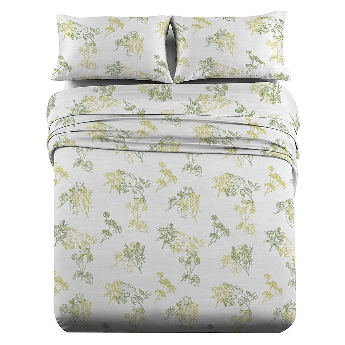 Royal Tradition Heavyweight Flannel 100% Cotton Split King 5-Piece Sheet Set for Adjustable Beds - Hedgerow Print, 170 GSM - Ultra Soft & Warm Winter Bedding for Cozy Nights