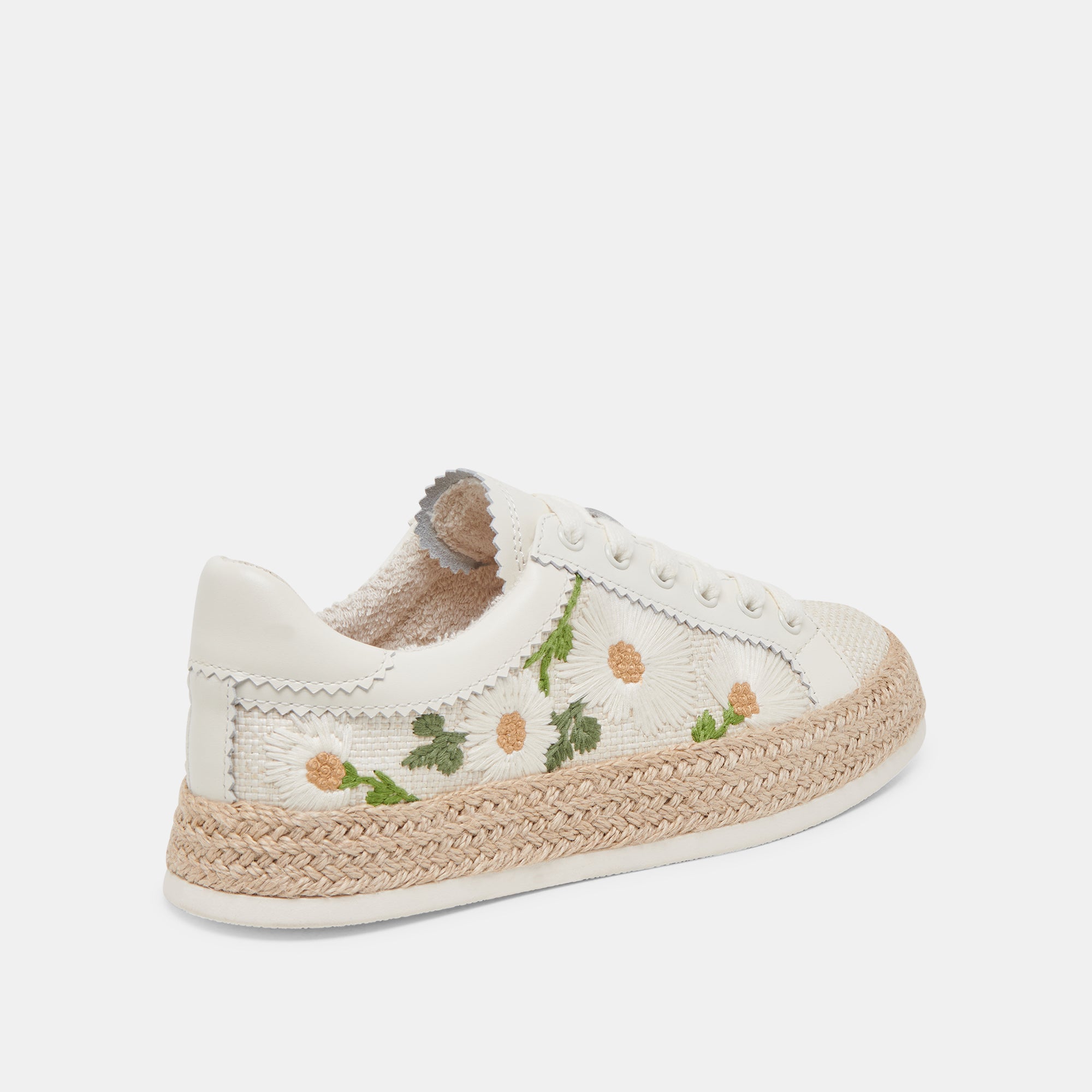 AZALIA Women's White Floral Raffia Sneakers - Comfortable Casual Shoes for Summer, Beach, and Outdoor Activities