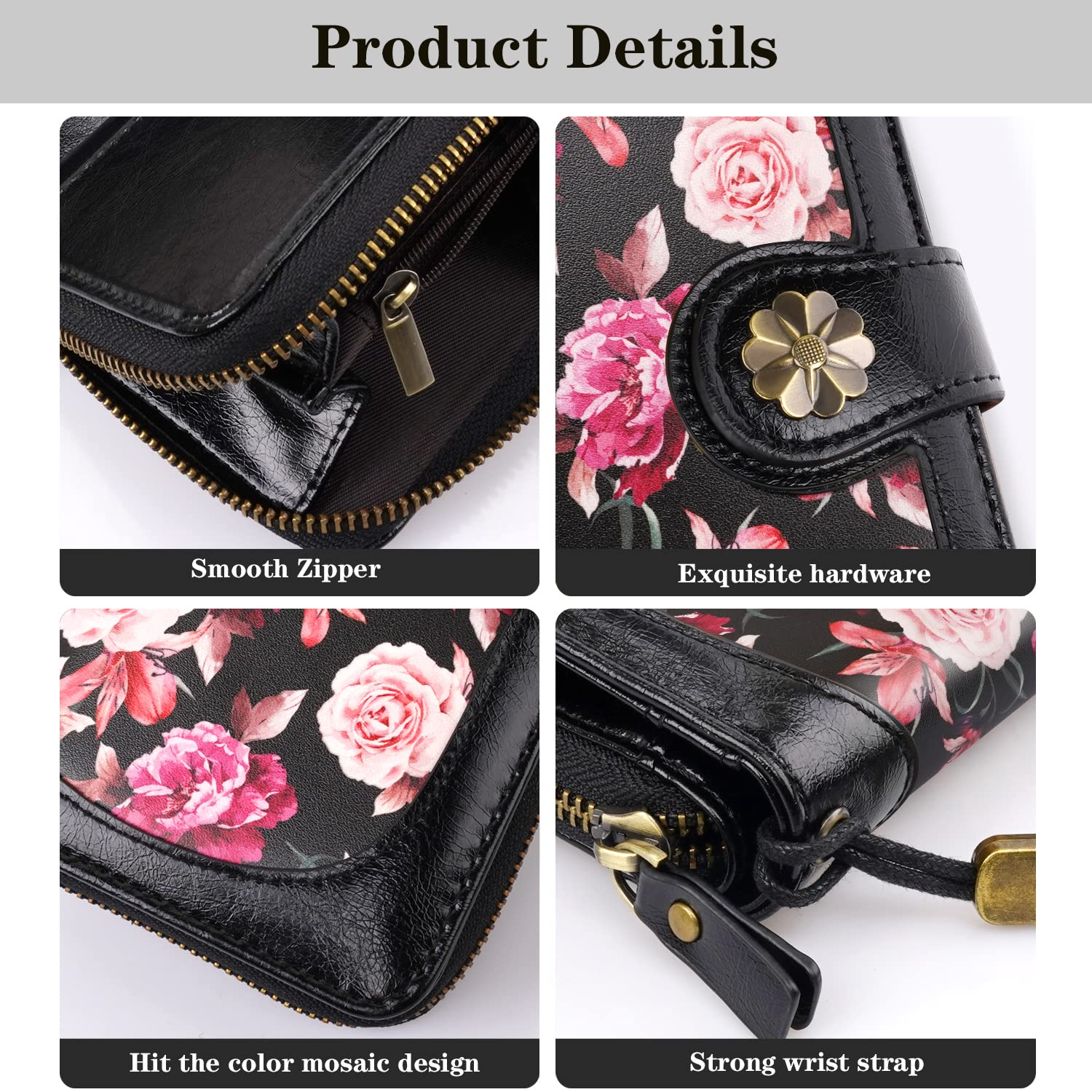 Women's RFID Blocking Leather Wallet with Multi Card Slots & Wrist Strap - Slim Clutch Purse Organizer for Credit Cards, Cash & ID - Perfect for Travel, Shopping & Everyday Use