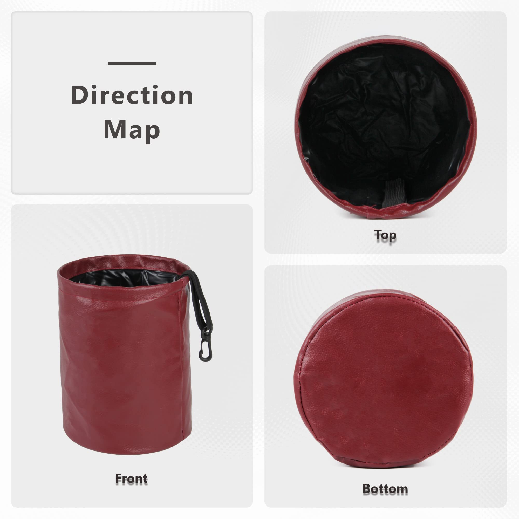 Waterproof PU Leather Collapsible Hanging Car Trash Can - Portable Pop Up Garbage Bin for Vehicles (1 Pack, Red) | Ideal for Road Trips, Commuting & Keeping Your Car Clean