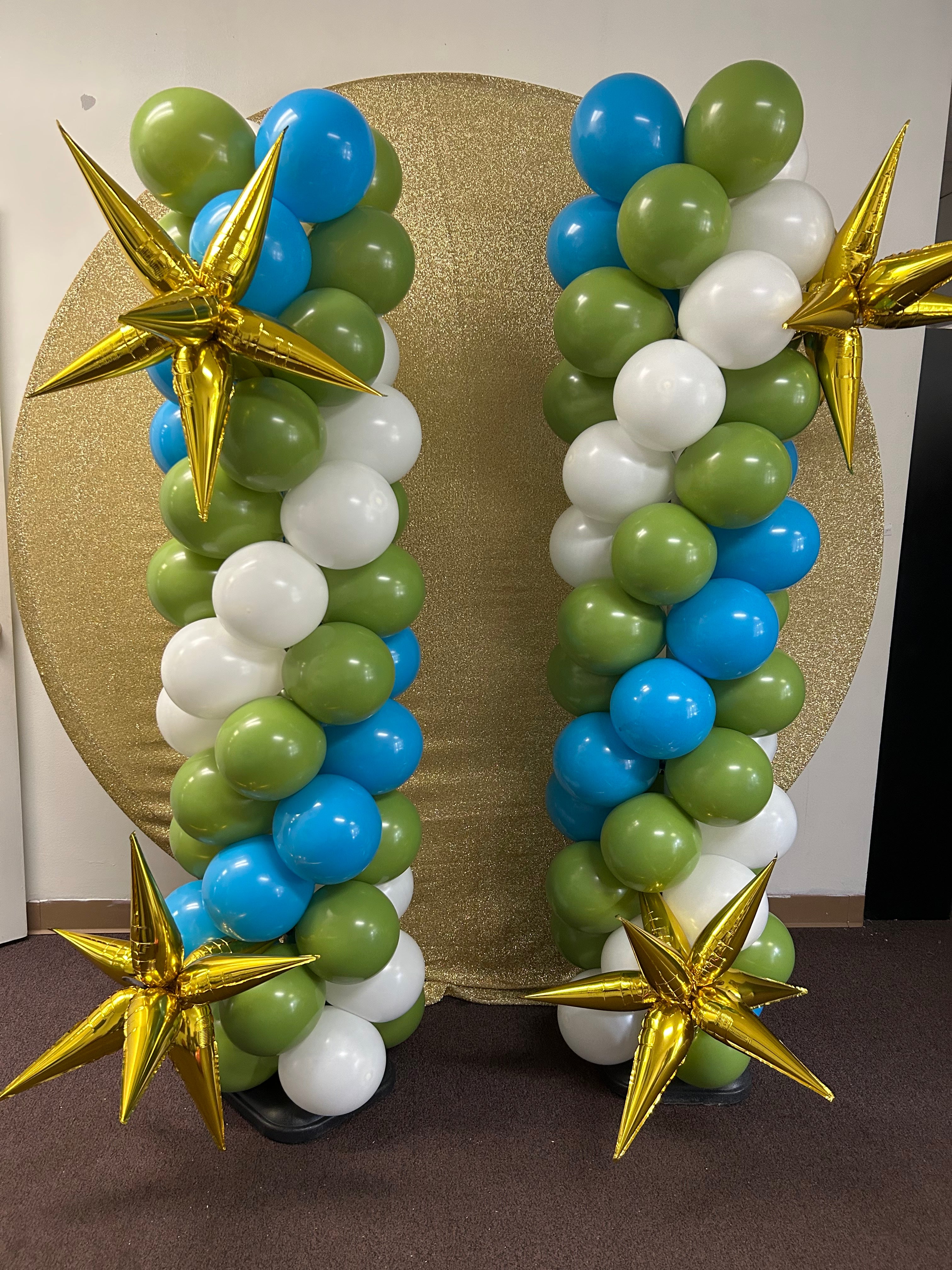 Classic Balloon Columns with Starburst - Perfect for Birthday Parties, Weddings & Events - Topless Design for Easy Setup