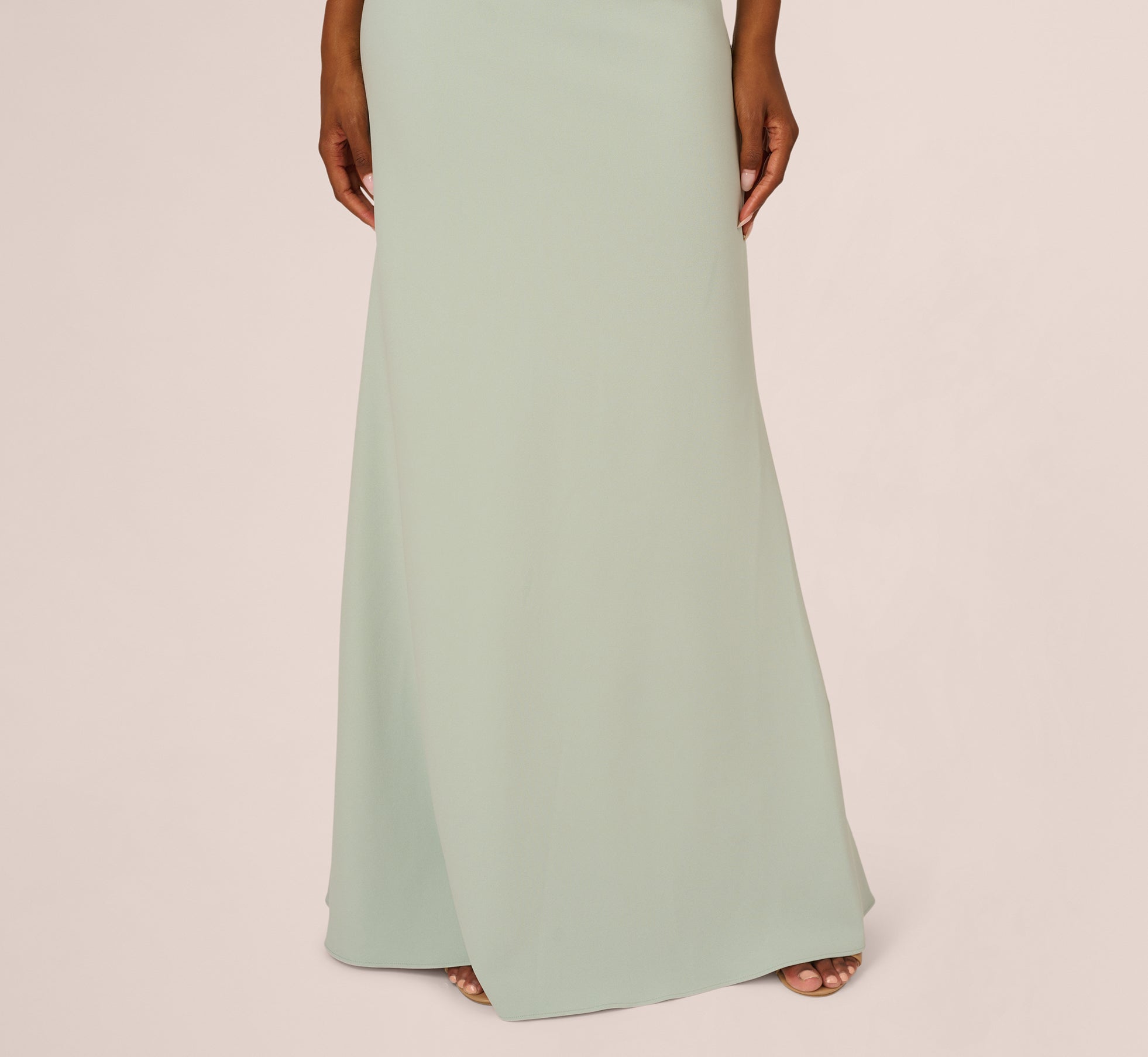 Elegant One Shoulder Stretch Crepe Mermaid Gown with Bow Detail in Icy Sage - Perfect for Prom, Evening Gala, and Formal Occasions