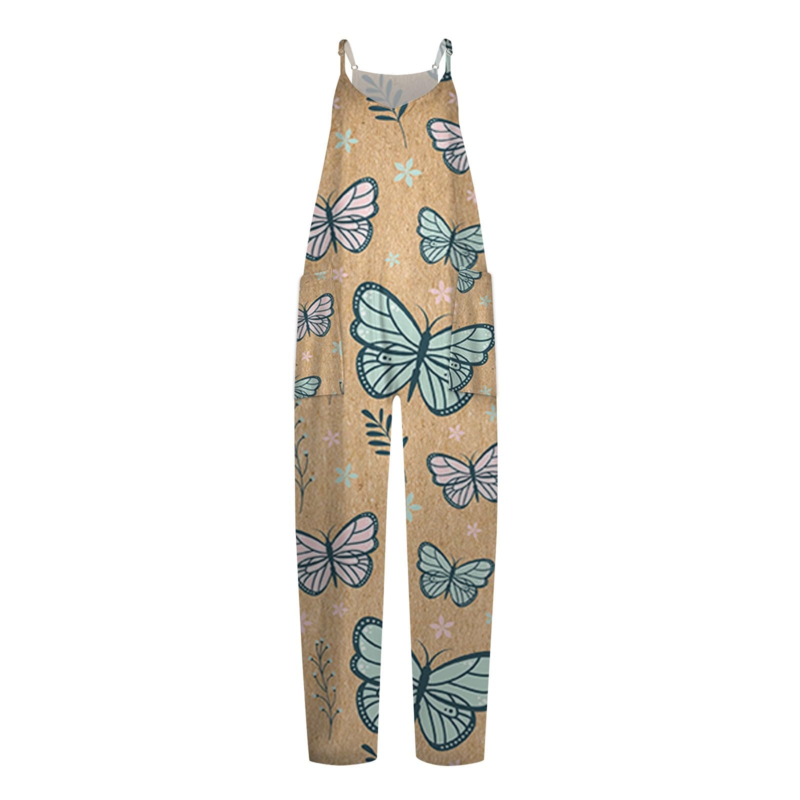 2024 Women's Casual Wide Leg Sleeveless Jumpsuit - Retro Print Long Pant Romper with Pockets | Perfect for Summer Outings, Beach Vacations & Boho Fashion