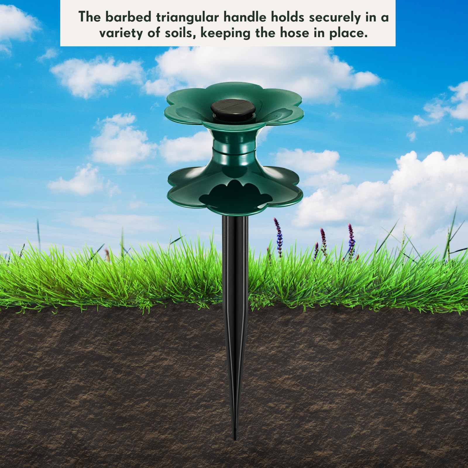 Blulu 6-Pack Heavy Duty Garden Hose Guide Spikes - 9.84 Inch Flower Shaped Hose Holder Stand with Stake for Yard, Lawn & Plant Protection | Keeps Hoses Organized & Prevents Damage to Flower Beds | Perfect for Garden Maintenance, Landscaping & Outdoor Watering Systems