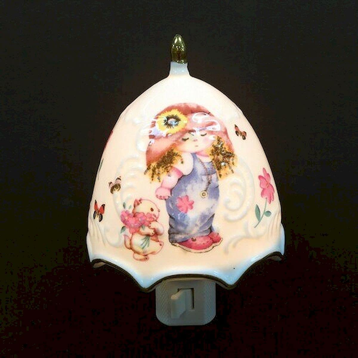 Girl on Umbrella Shaped Night Light - Cute LED Bedside Lamp for Kids Room, Nursery Decor & Sleep Aid - Perfect for Bedtime Stories, Nighttime Comfort & Children's Bedroom Lighting